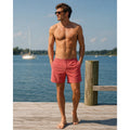 Peter Millar Seersucker Gingham Swim Trunks in Red, Gray — Size 2XL // Preowned