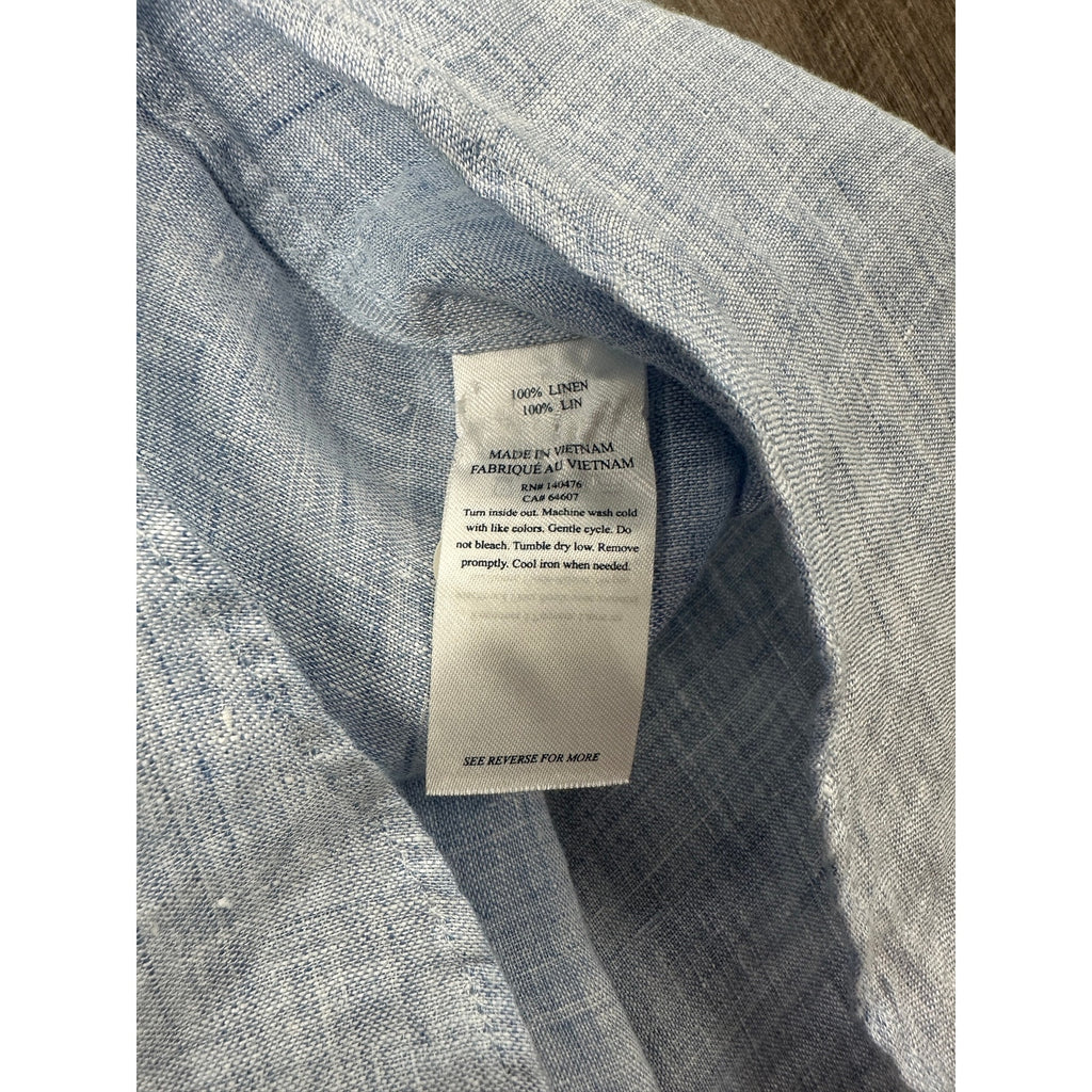 Faherty Laguna Linen Long Sleeve Shirt in Light Blue — Size Medium // Preowned