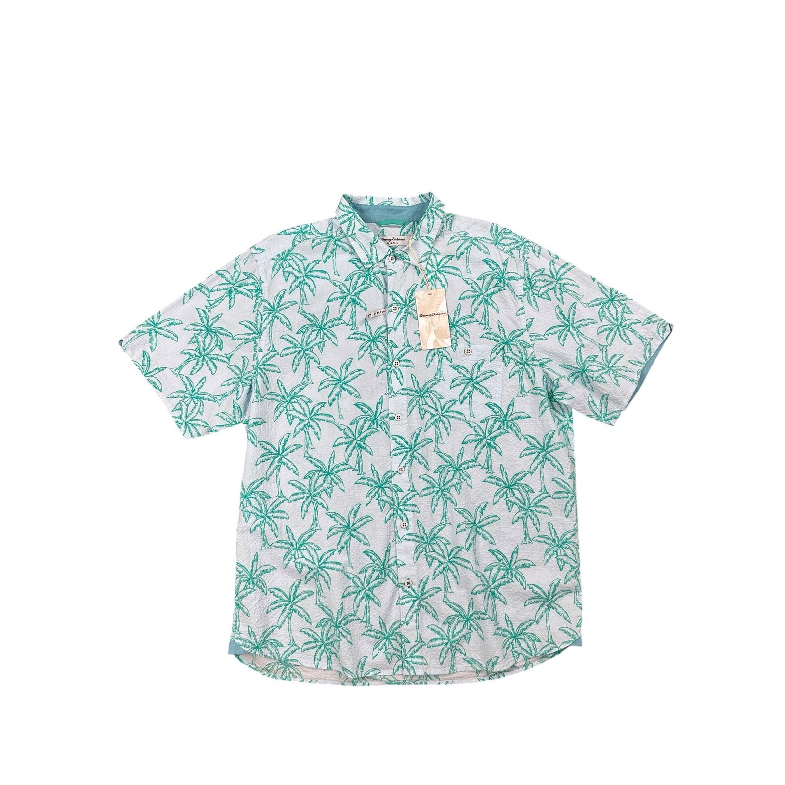 Tommy Bahama Nova Wave Royal Palmetto Short Sleeve Shirt in Dew Drop Green — Size Large