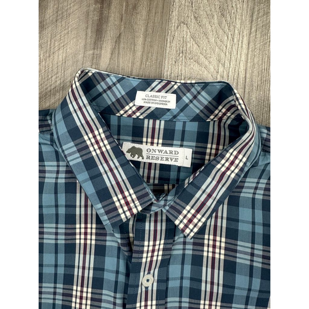 Onward Reserve Classic Fit Non-Iron Plaid Long Sleeve Button Down — Size Large // Preowned