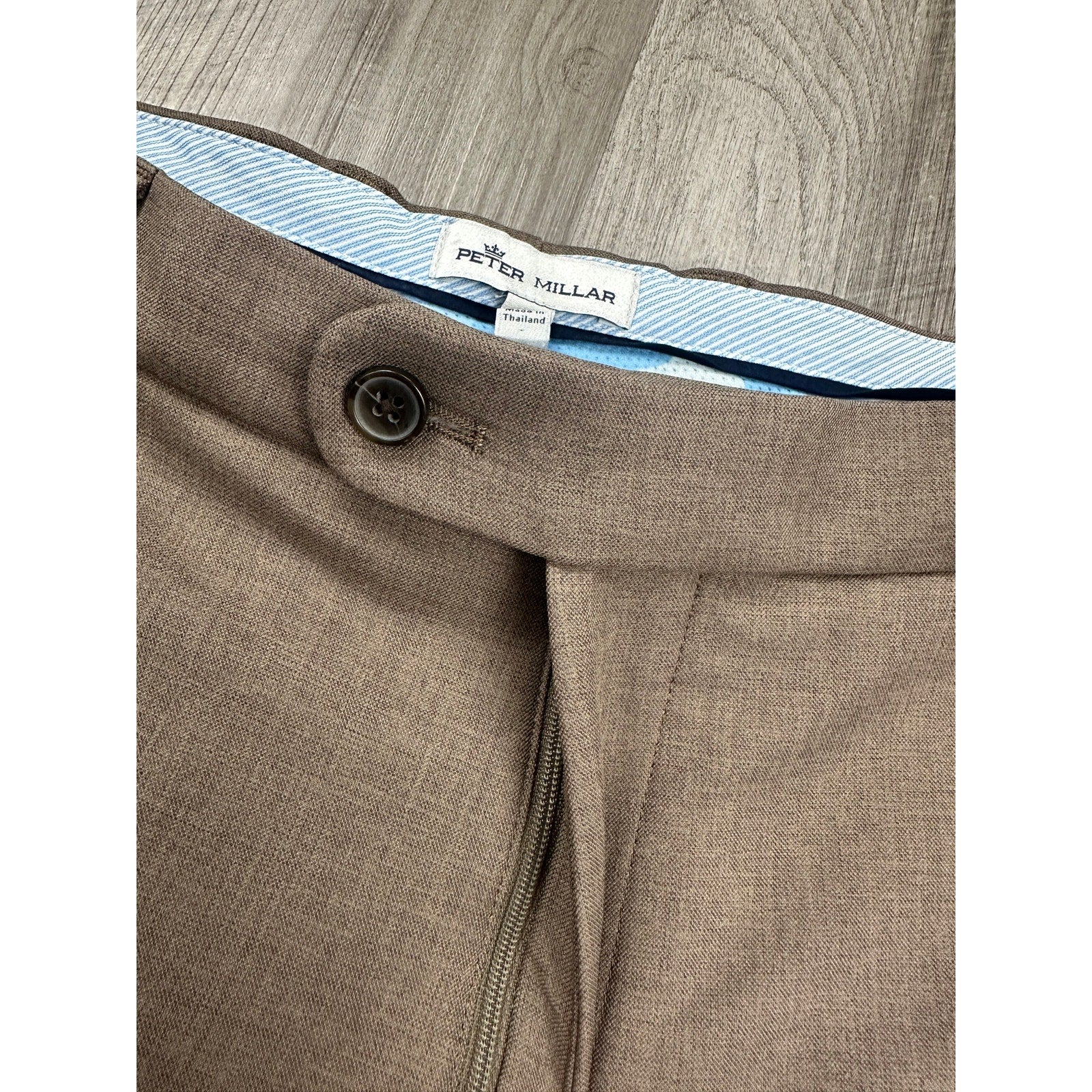 Peter Millar Franklin Performance Trouser Dress Pants in Tweed Beige — Size 35x34 // Preowned
