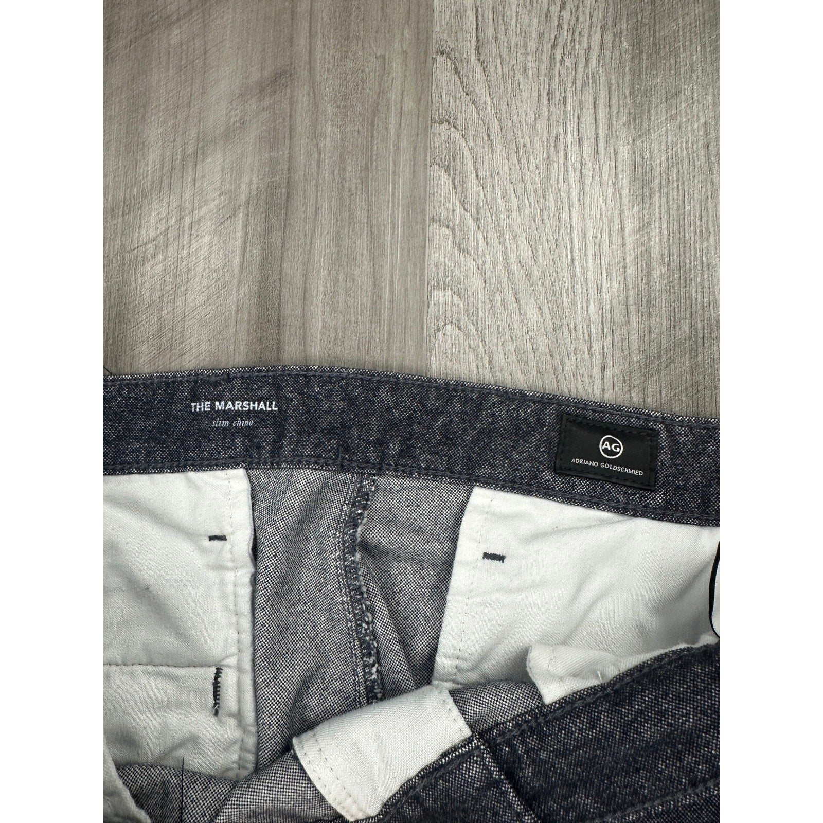 AG Adriano Goldschmied The Marshall Slim Chino Moleskin Pants in Heather Black — Size 38R // Preowned