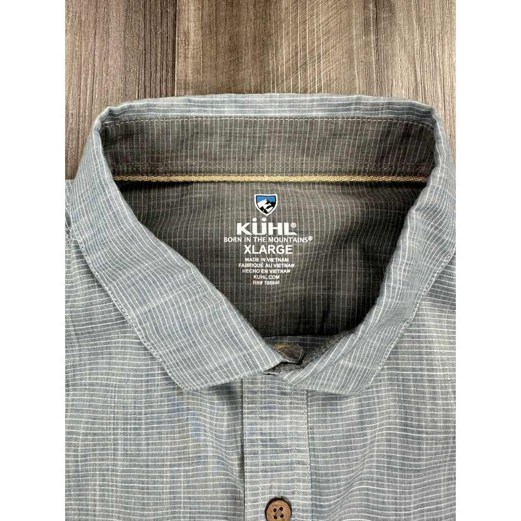Kuhl Karib Short Sleeve Button Down in Blue Gray and White — Size XL // Preowned