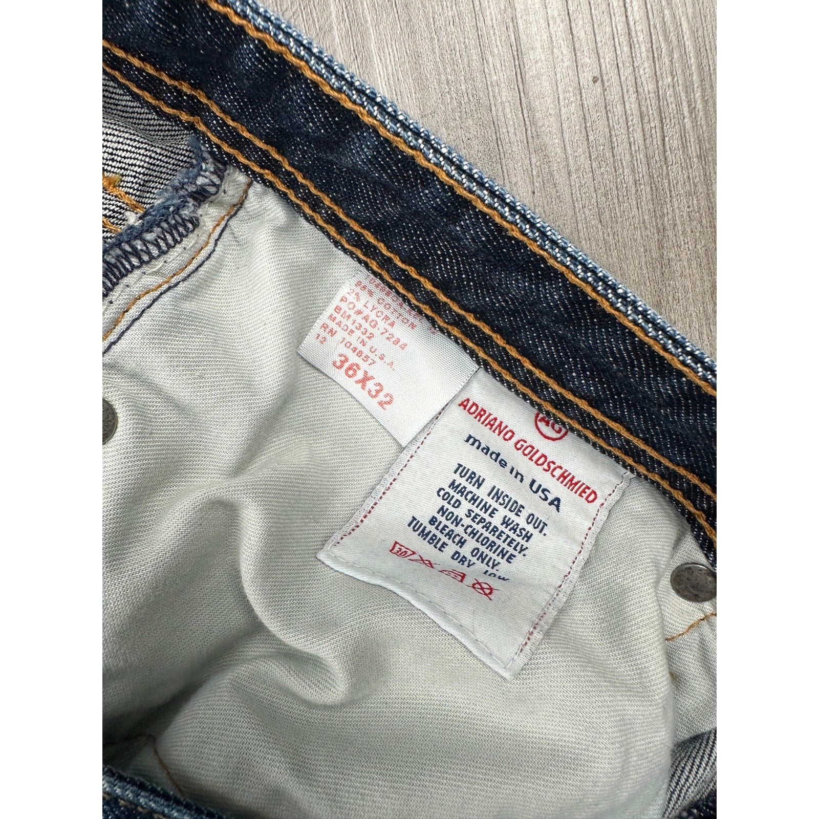 Adriano Goldschmied The Protégé Made in USA Brahms Straight Leg Jeans in Kelly Blue — Size 36x32 // Preowned