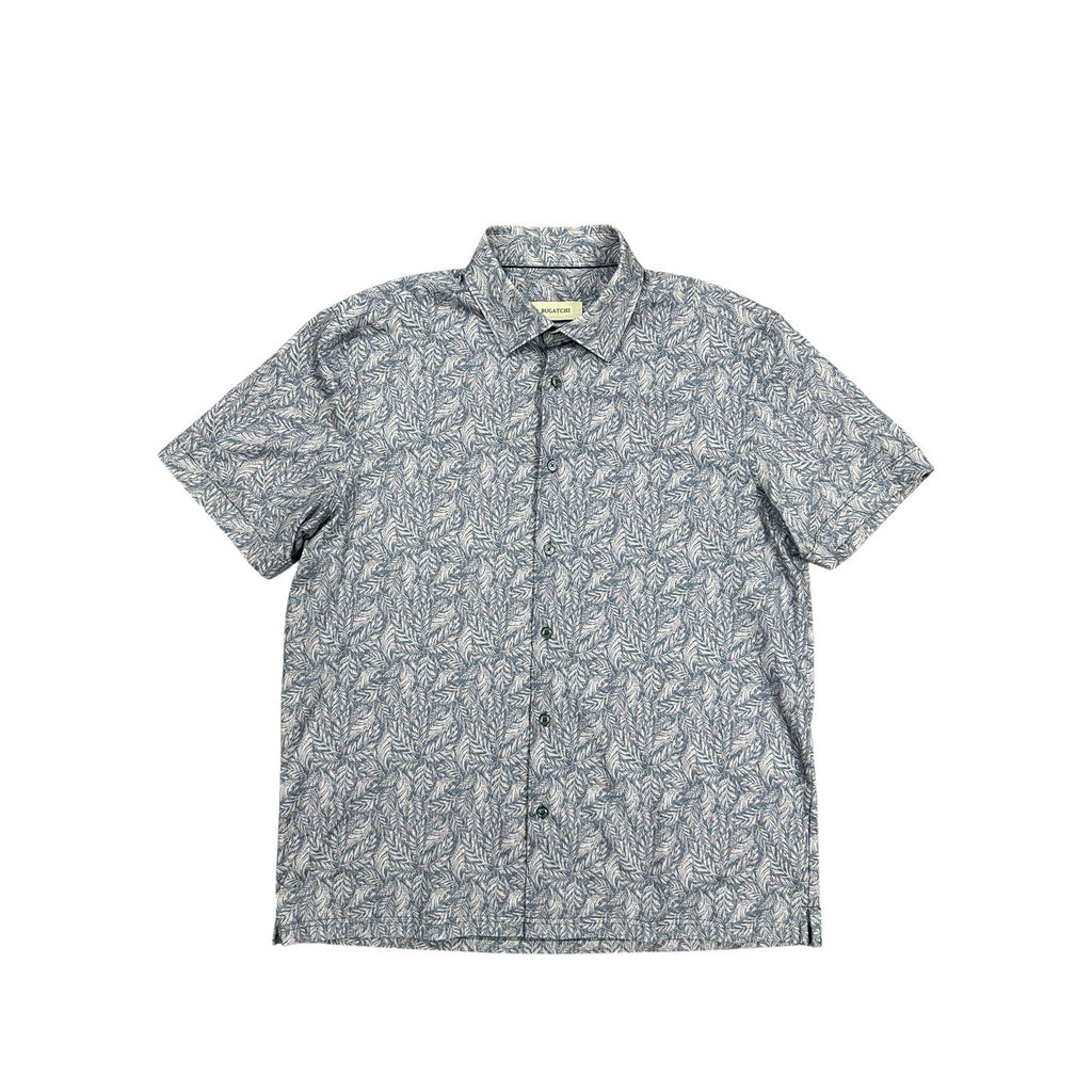 Bugatchi Milo Leaf Print OoohCotton 8-Way Stretch Shirt in Lilac — Size Large