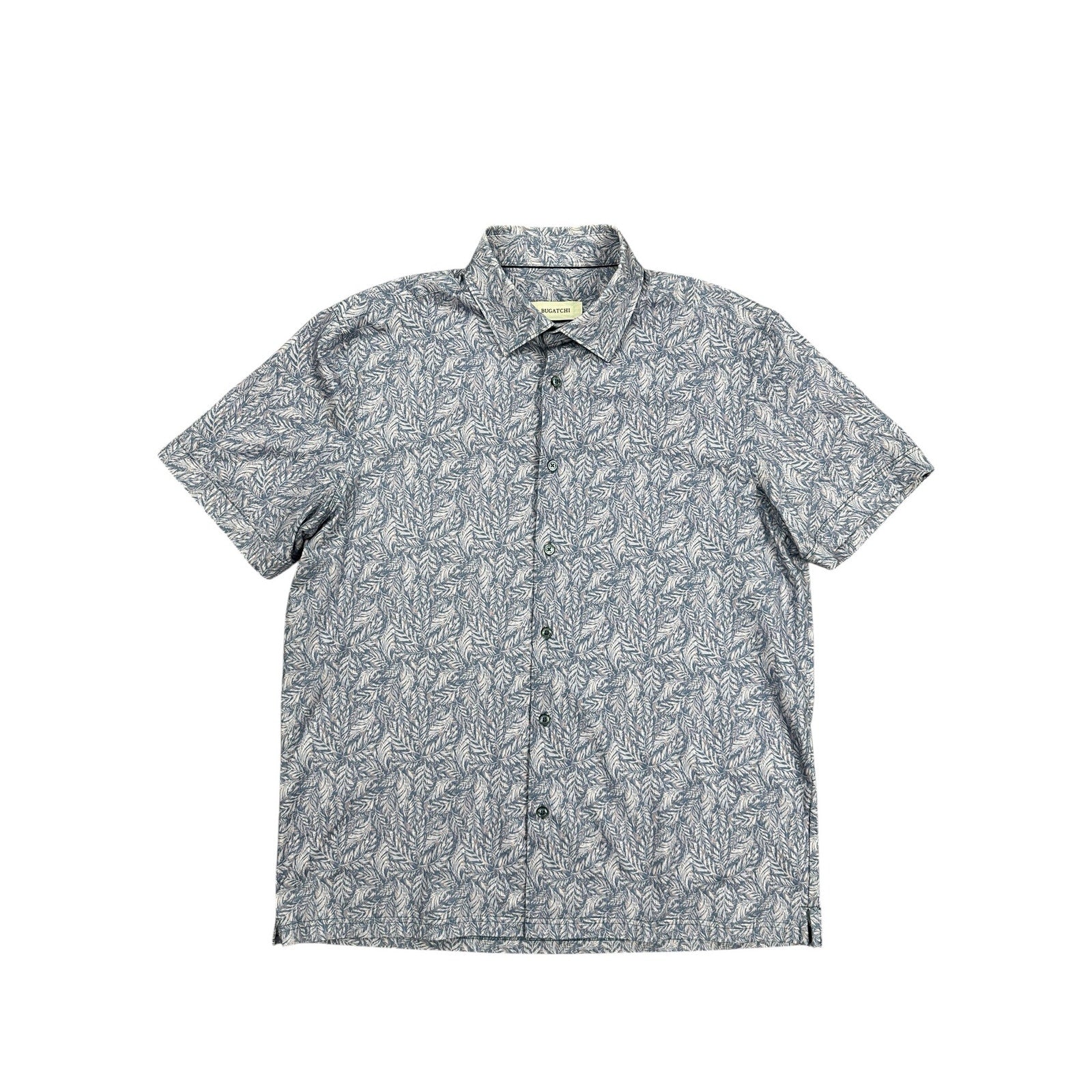 Bugatchi Milo Leaf Print OoohCotton 8-Way Stretch Shirt in Lilac — Size Large
