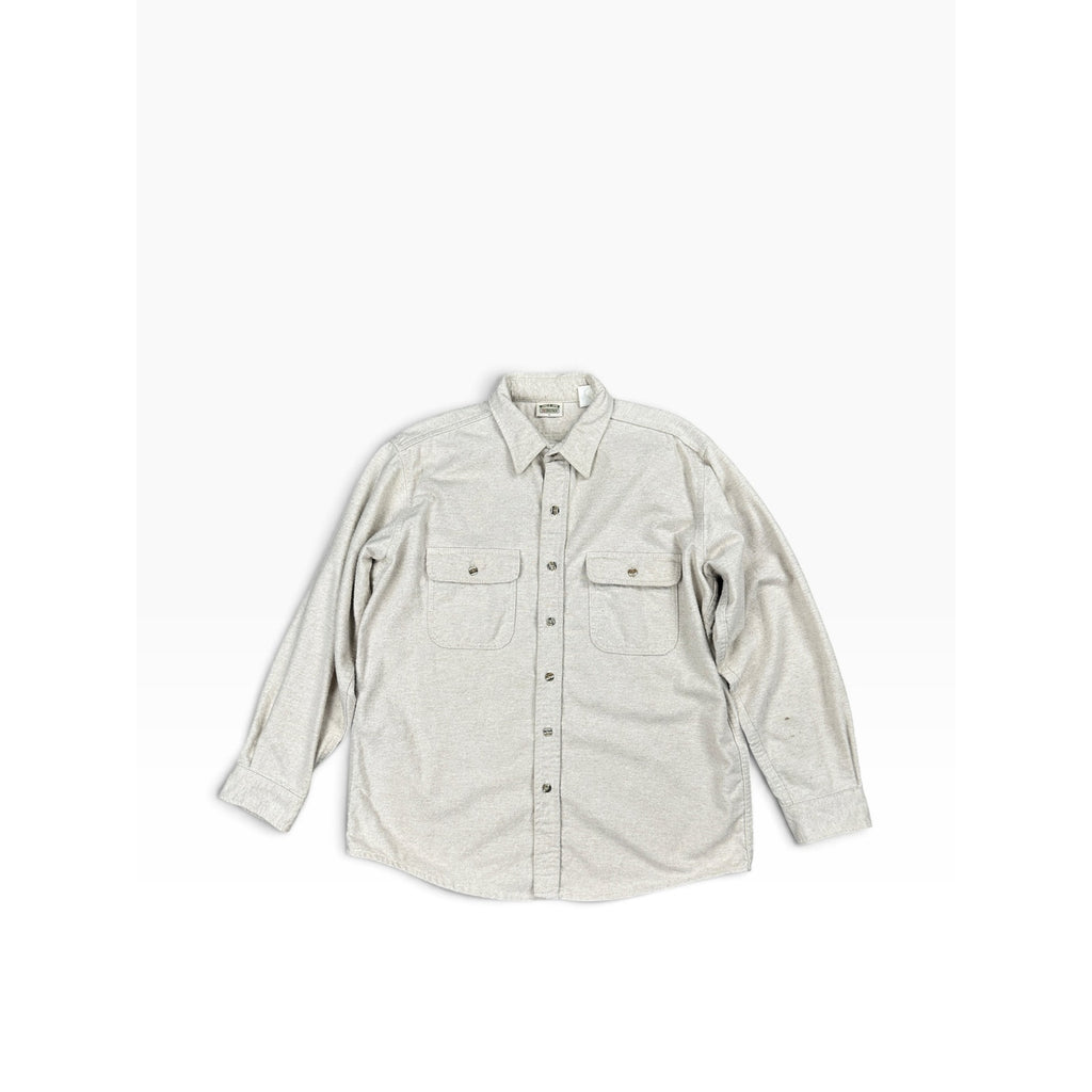 FiveBrother Vintage Made in USA Brawny Flannel Long Sleeve Shirt in Natural — Size Large // Preowned