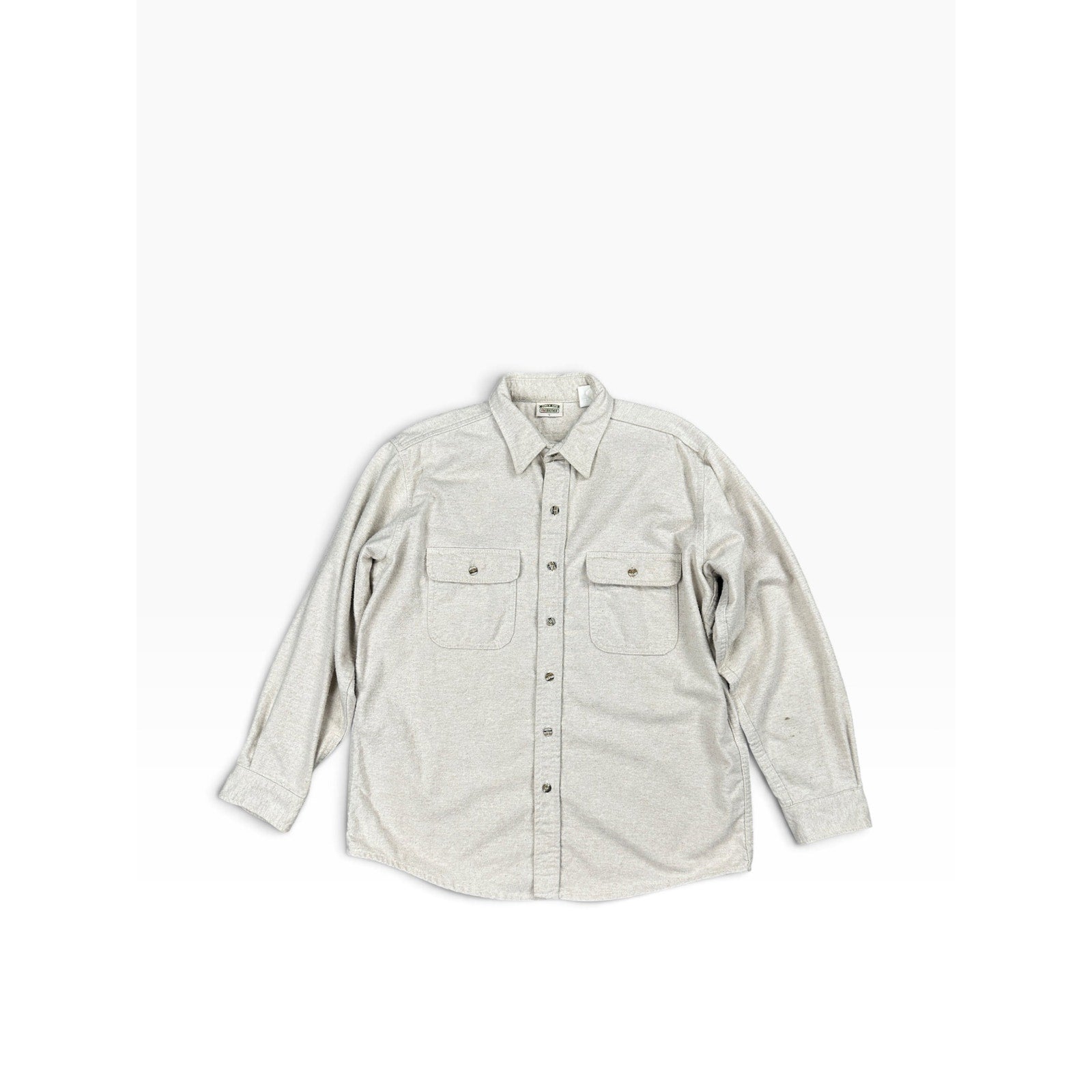 FiveBrother Vintage Made in USA Brawny Flannel Long Sleeve Shirt in Natural — Size Large // Preowned