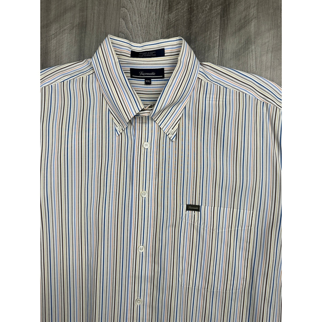 Faconnable Striped Long Sleeve Button Down Shirt — Size 2XL // Preowned