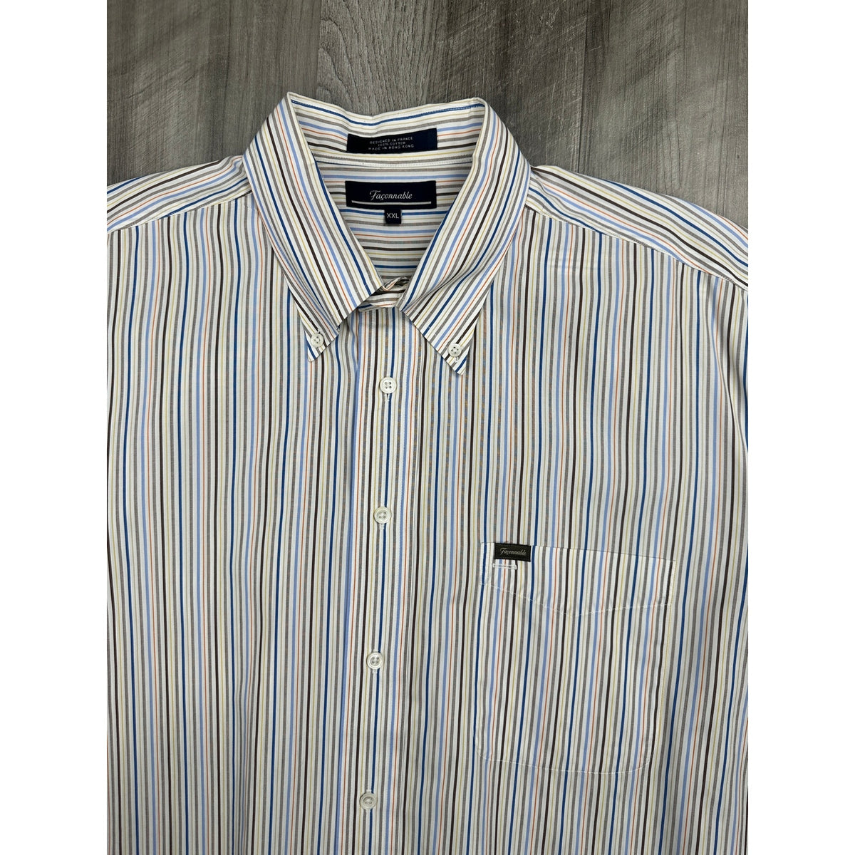 Faconnable Striped Long Sleeve Button Down Shirt — Size 2XL // Preowned