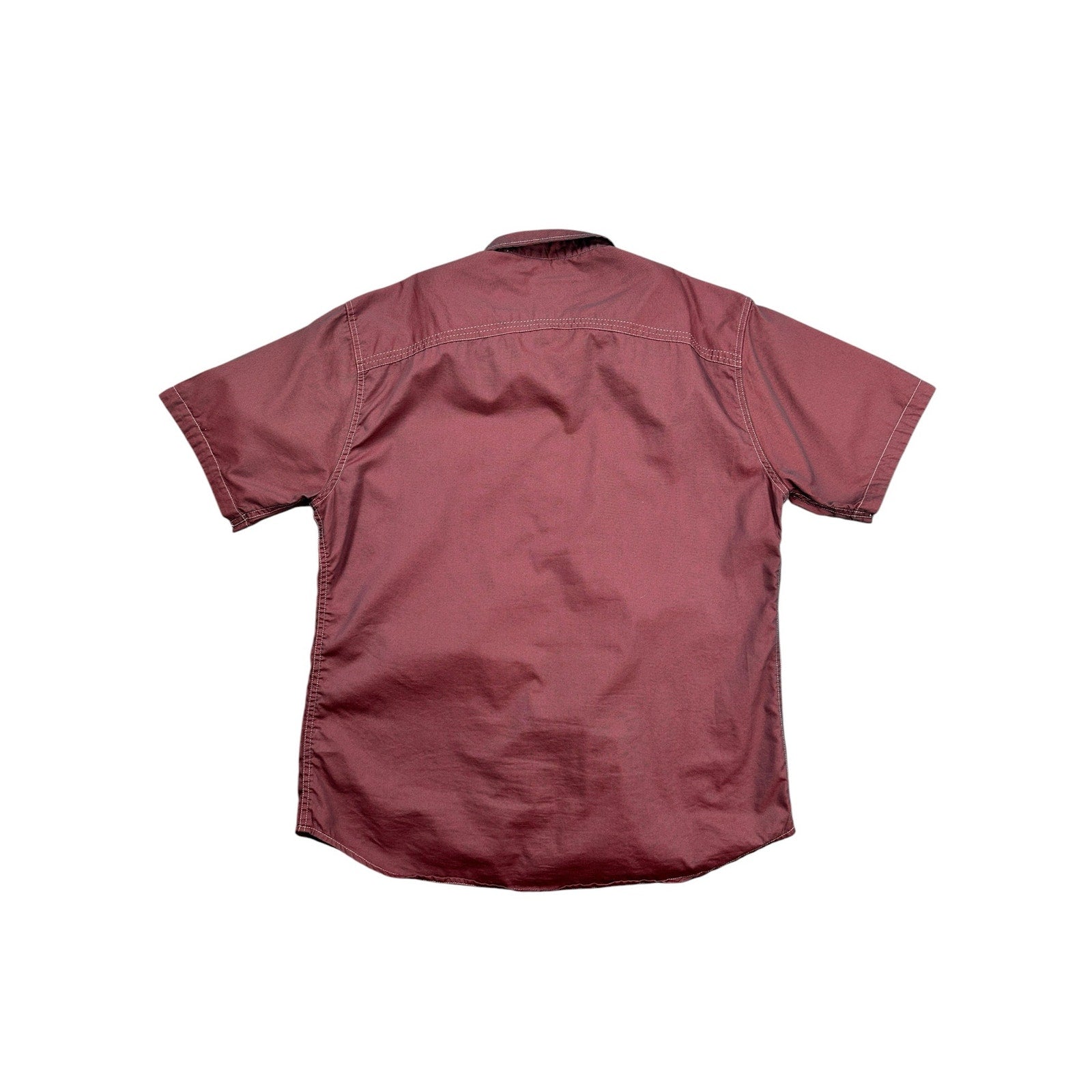 BKE Short Sleeve Athletic Fit Pearl Snap Button Down in Red Gray — Size 2XL // Preowned