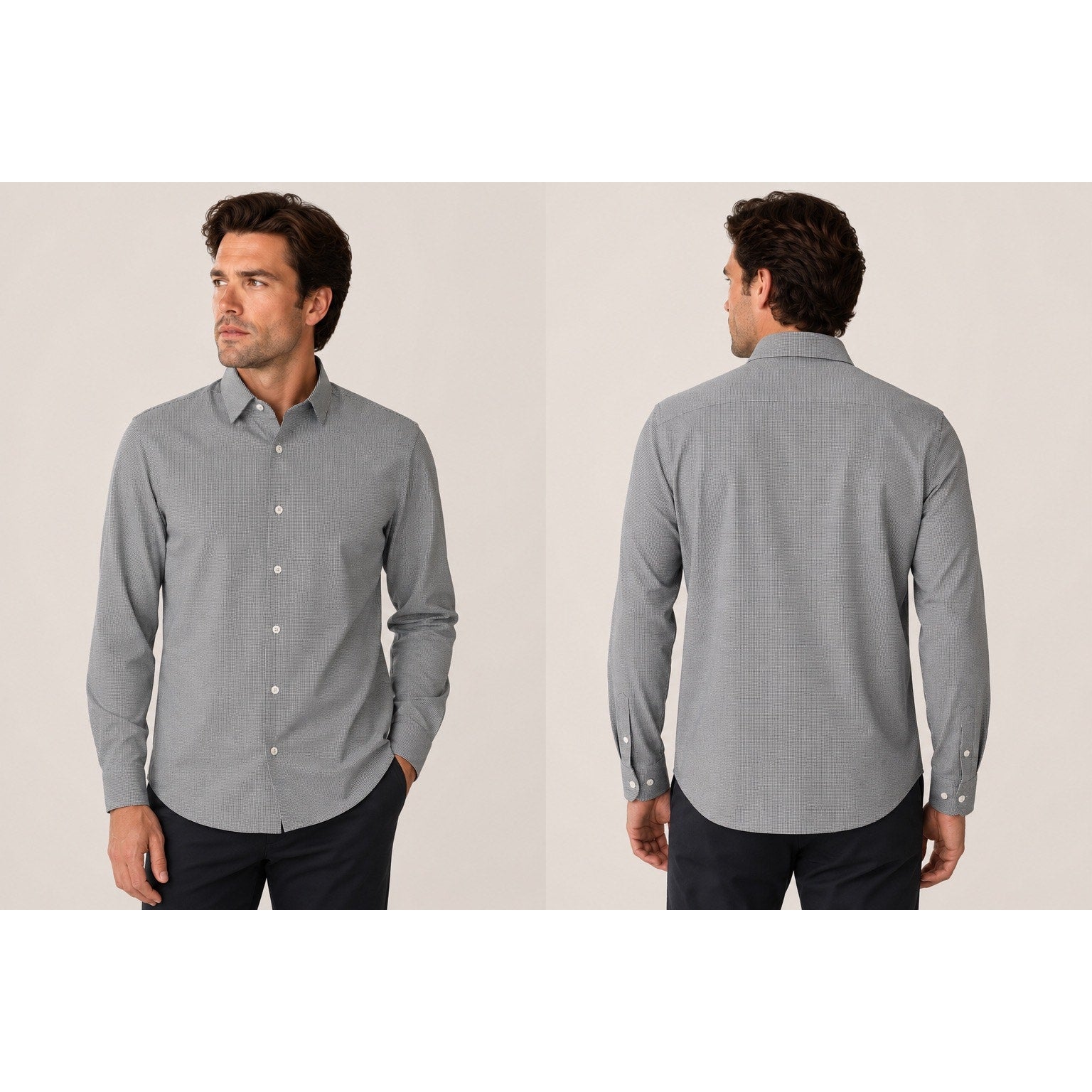 Mizzen+Main Spinnaker Collection Standard Fit Long Sleeve Button Dress Shirt in White and Black — Size XL // Preowned
