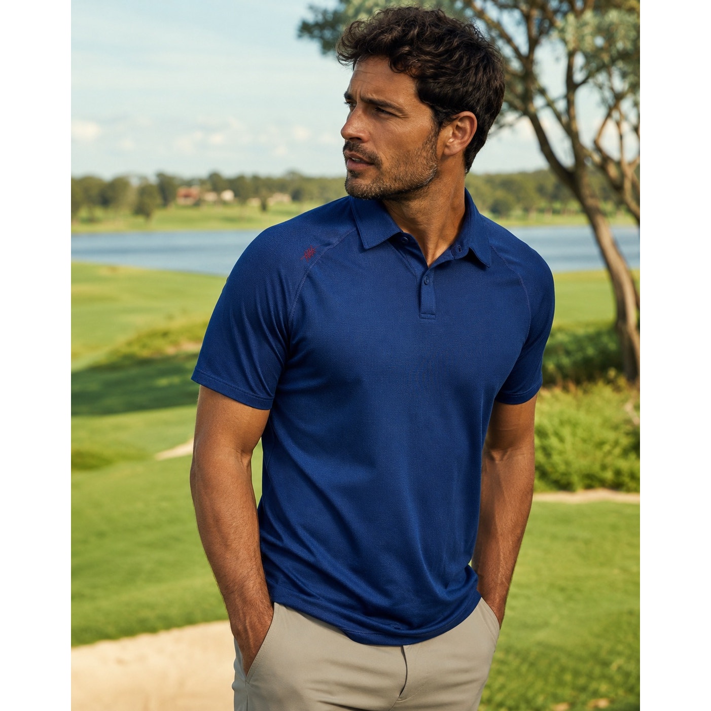 Rhone Delta Pique Performance Polo in Blue — Size 2XL // Preowned