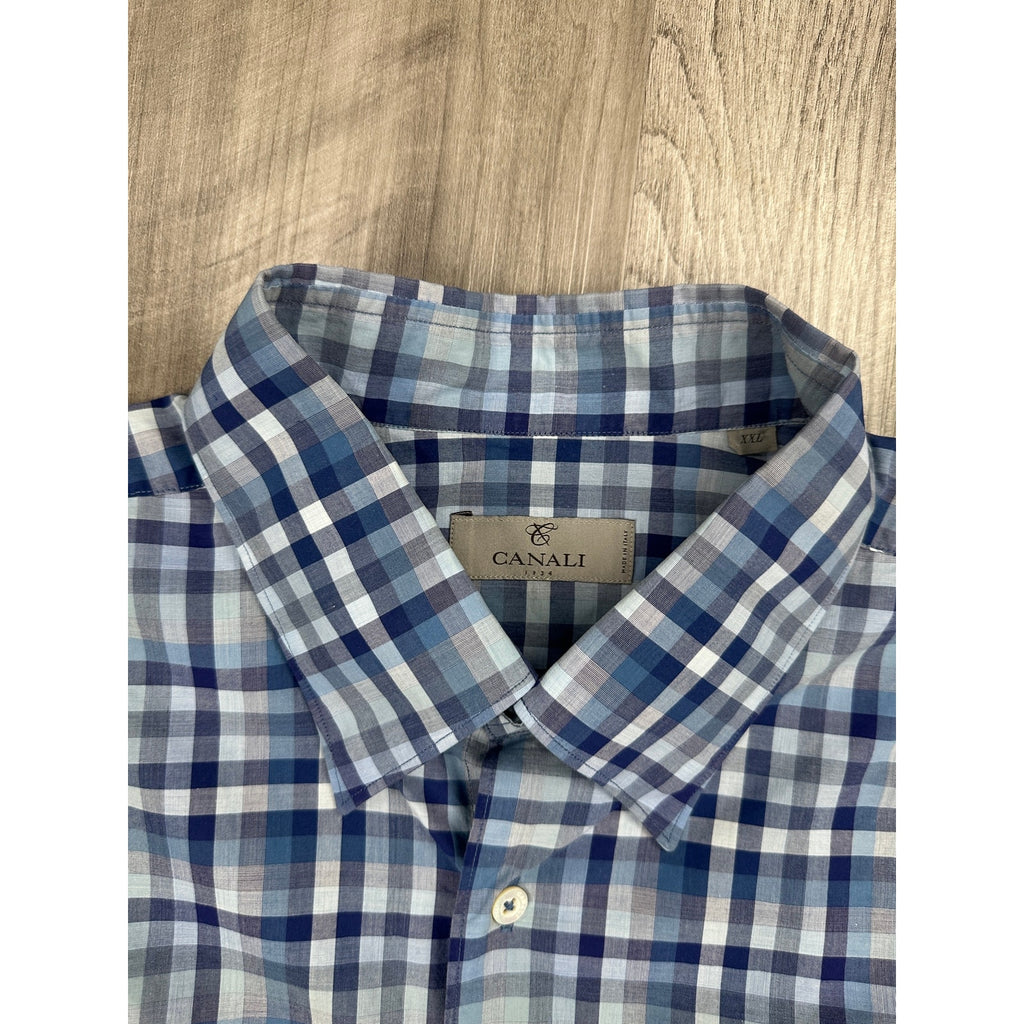 Canali Made in Italy Gingham Checkered Long Sleeve Button Down — Size 2XL // Preowned
