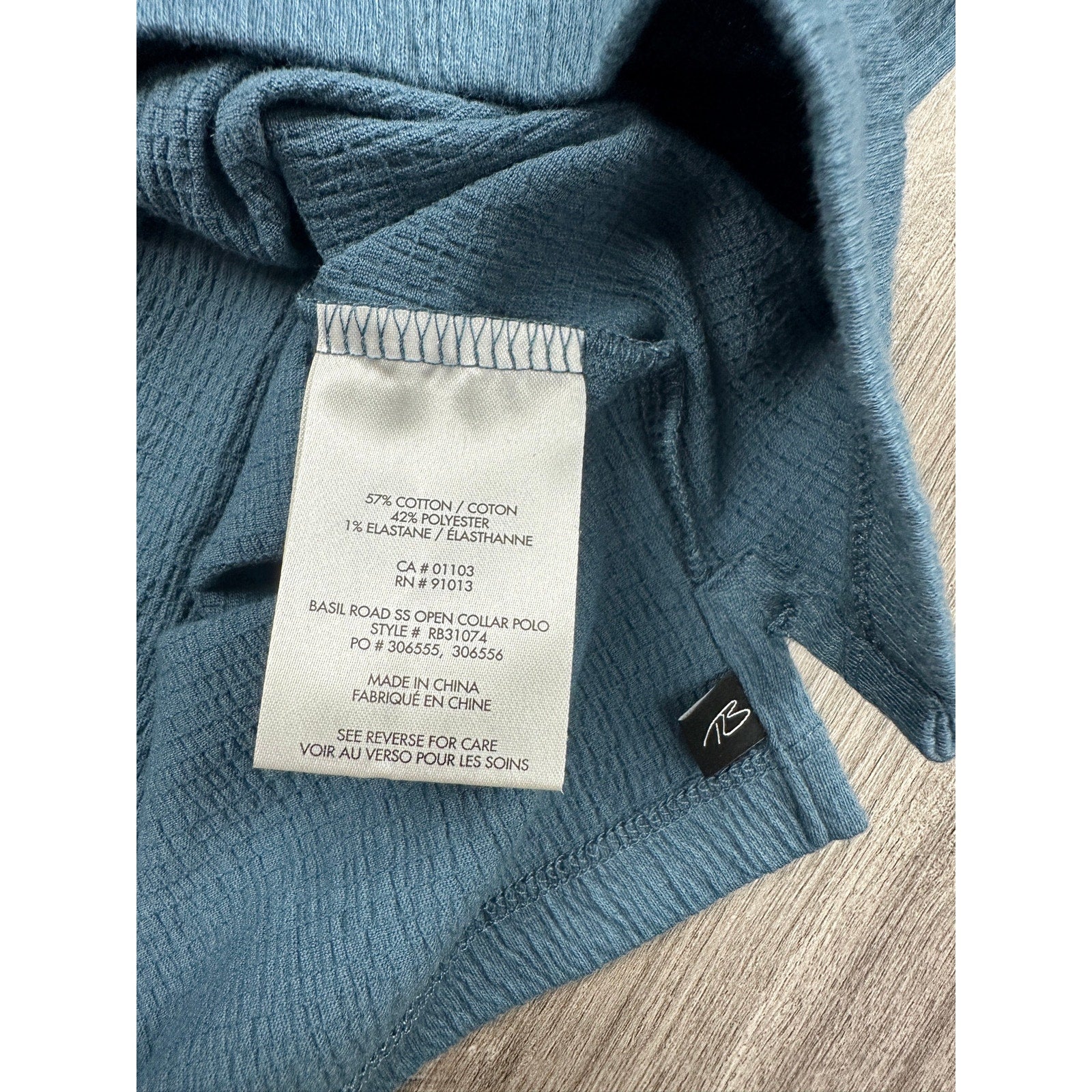 Robert Barakett Basil Road Short Sleeve Open Collar Polo in Ocean View — Size XL