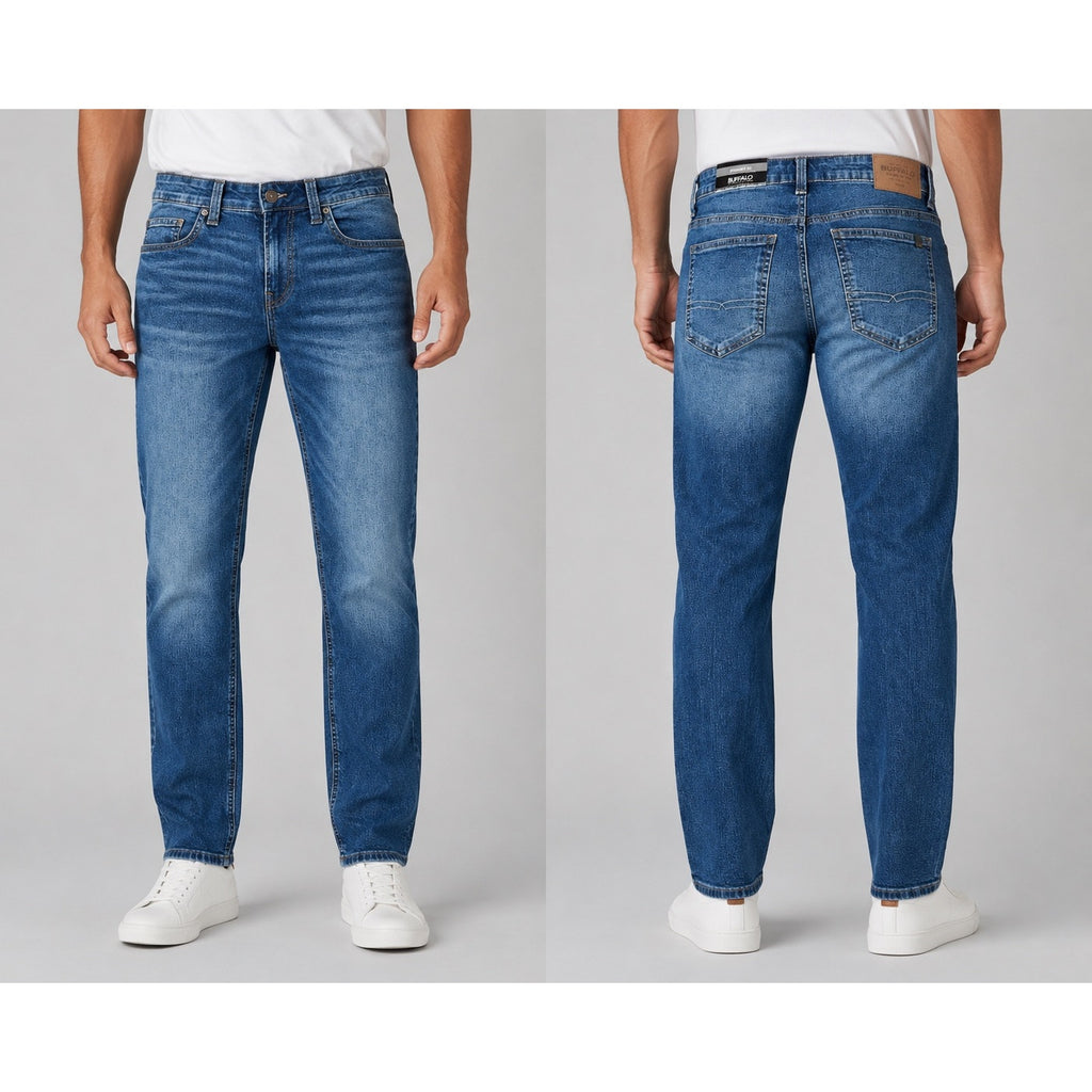 Buffalo David Bitton Straight Six Stretch Jeans in Indigo Sanded — Size 32x30