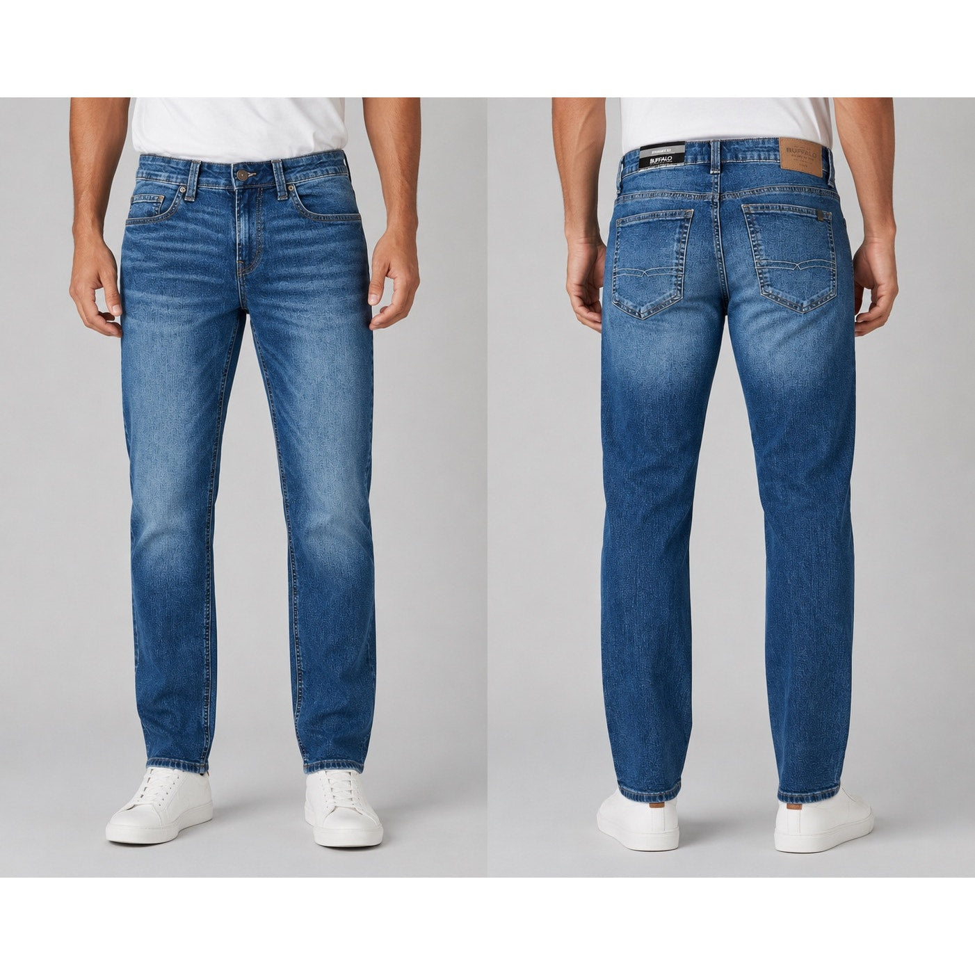 Buffalo David Bitton Straight Six Stretch Jeans in Indigo Sanded — Size 32x30