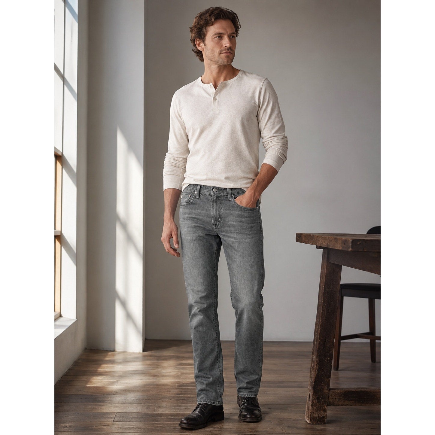 AG Adriano Goldschmied The Graduate Tailored Leg Jean in Gray — Size 34 // Preowned