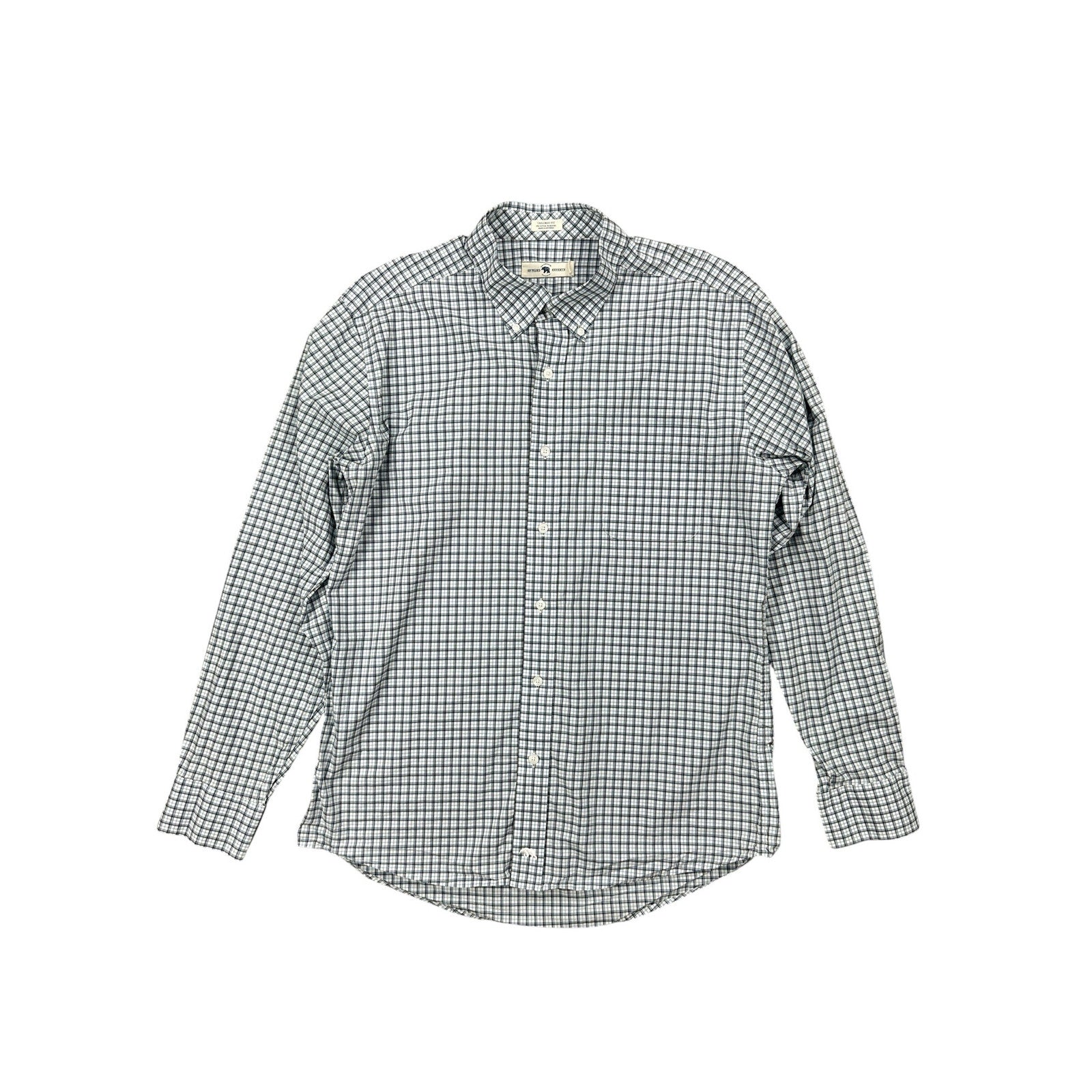 Onward Reserve Tailored Fit Plaid Long Sleeve Button Down in White, Blue, Navy and Dark Tan — Size XL // Preowned