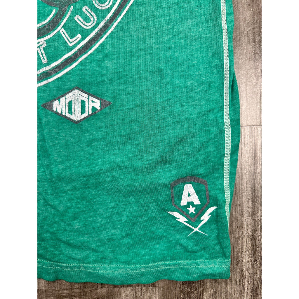 Affliction American Customs Live Fast Get Lucky Graphic Tee Green  — Size XL