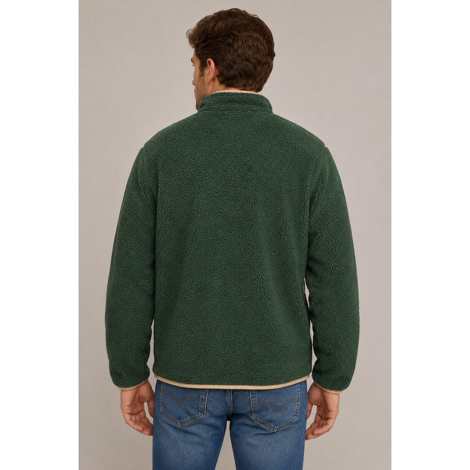 Scotch & Soda Pine Green Sherpa Full Zip Jacket - Medium