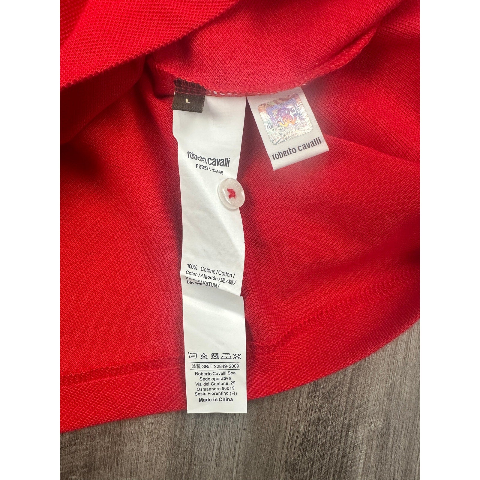Roberto Cavalli Pique Knit Cotton Polo in Red — Size Large // Preowned