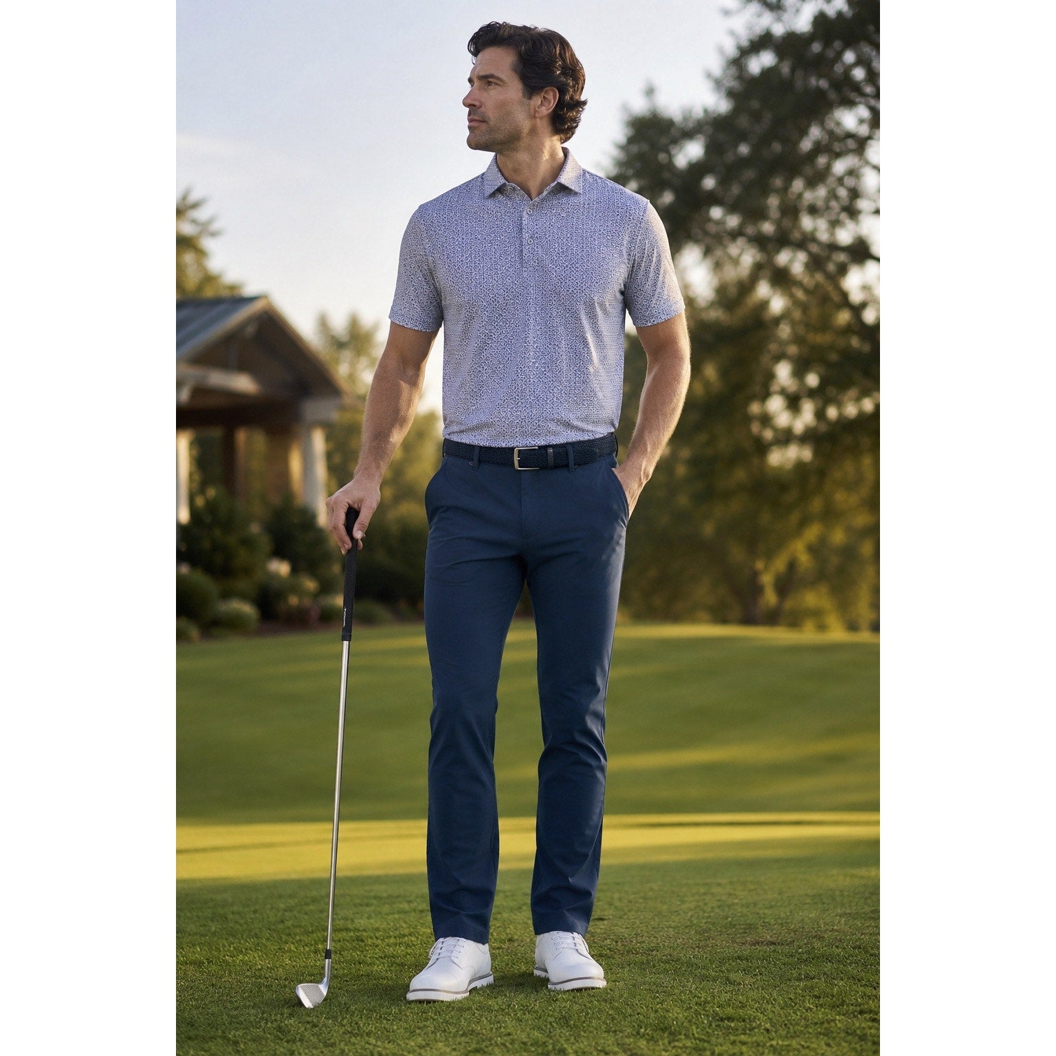 Johnnie-O Momentum Stretch Knit Performance Pants in Navy — Size 36x32 // Preowned