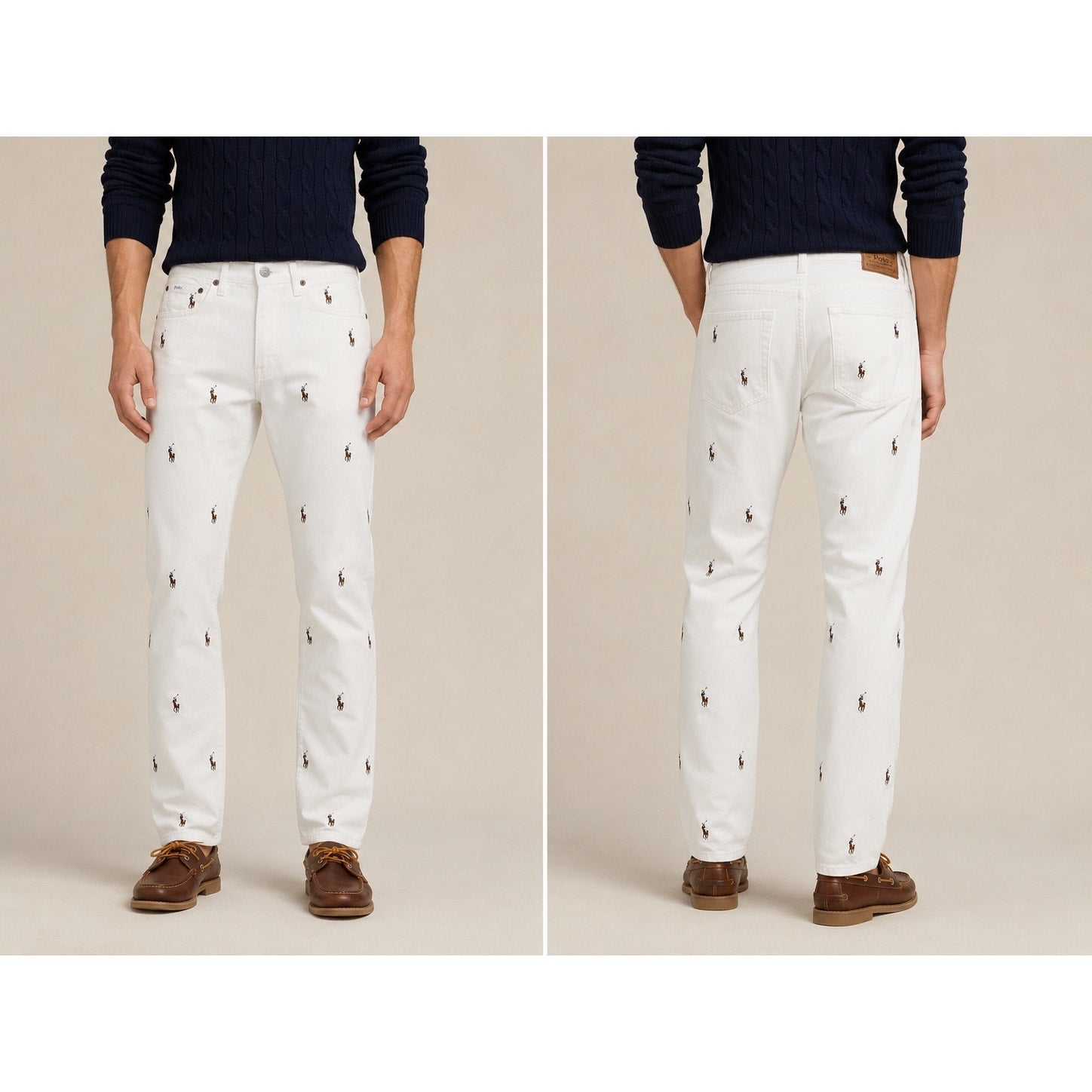 Polo Ralph Lauren Sullivan Slim Pony AOP Stitched Jean in White — Size 30x30