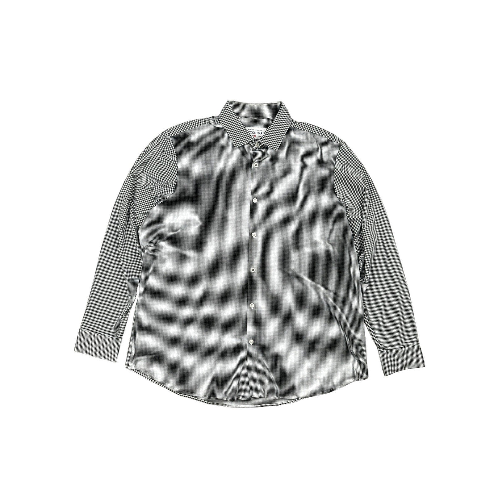 Mizzen+Main Spinnaker Collection Standard Fit Long Sleeve Button Dress Shirt in White and Black — Size XL // Preowned