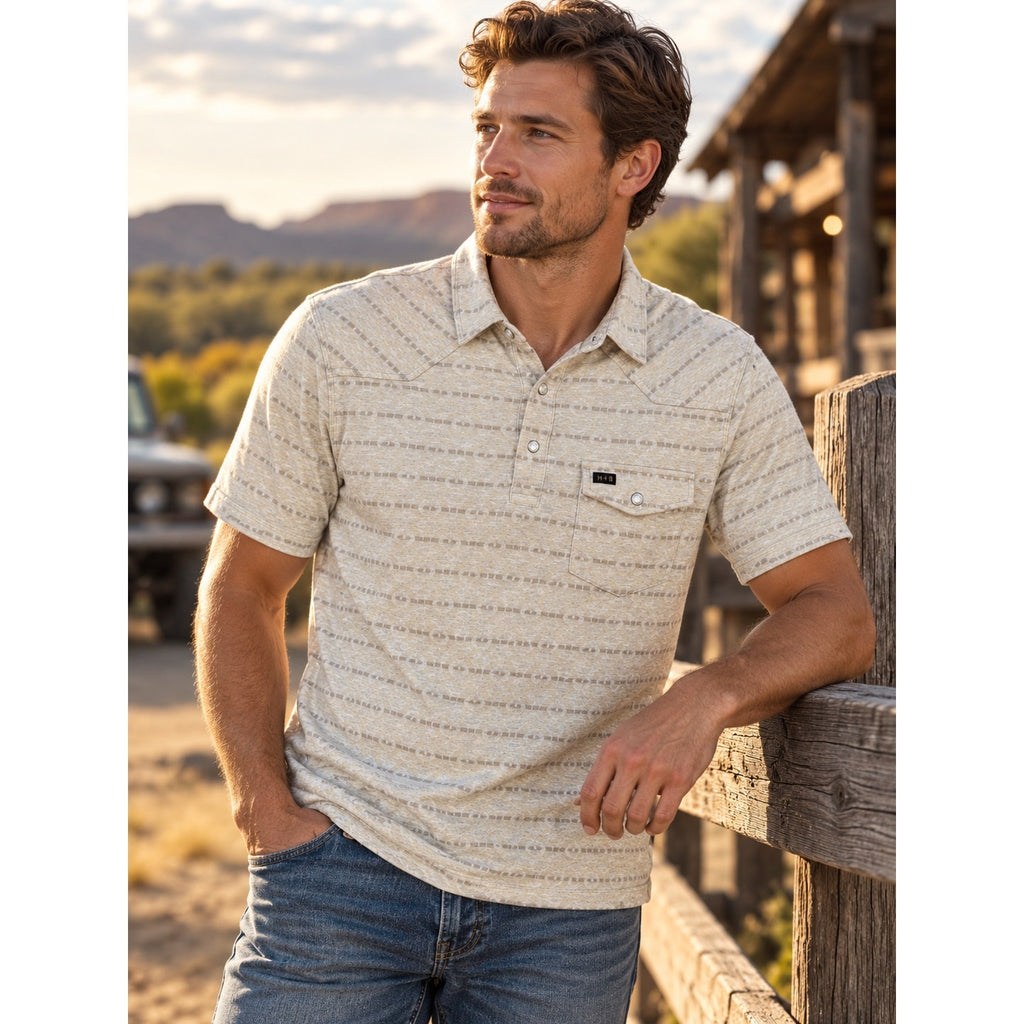 Howler Brothers Ranchero Jacquard Pearl Snap Polo — Size Medium // Preowned