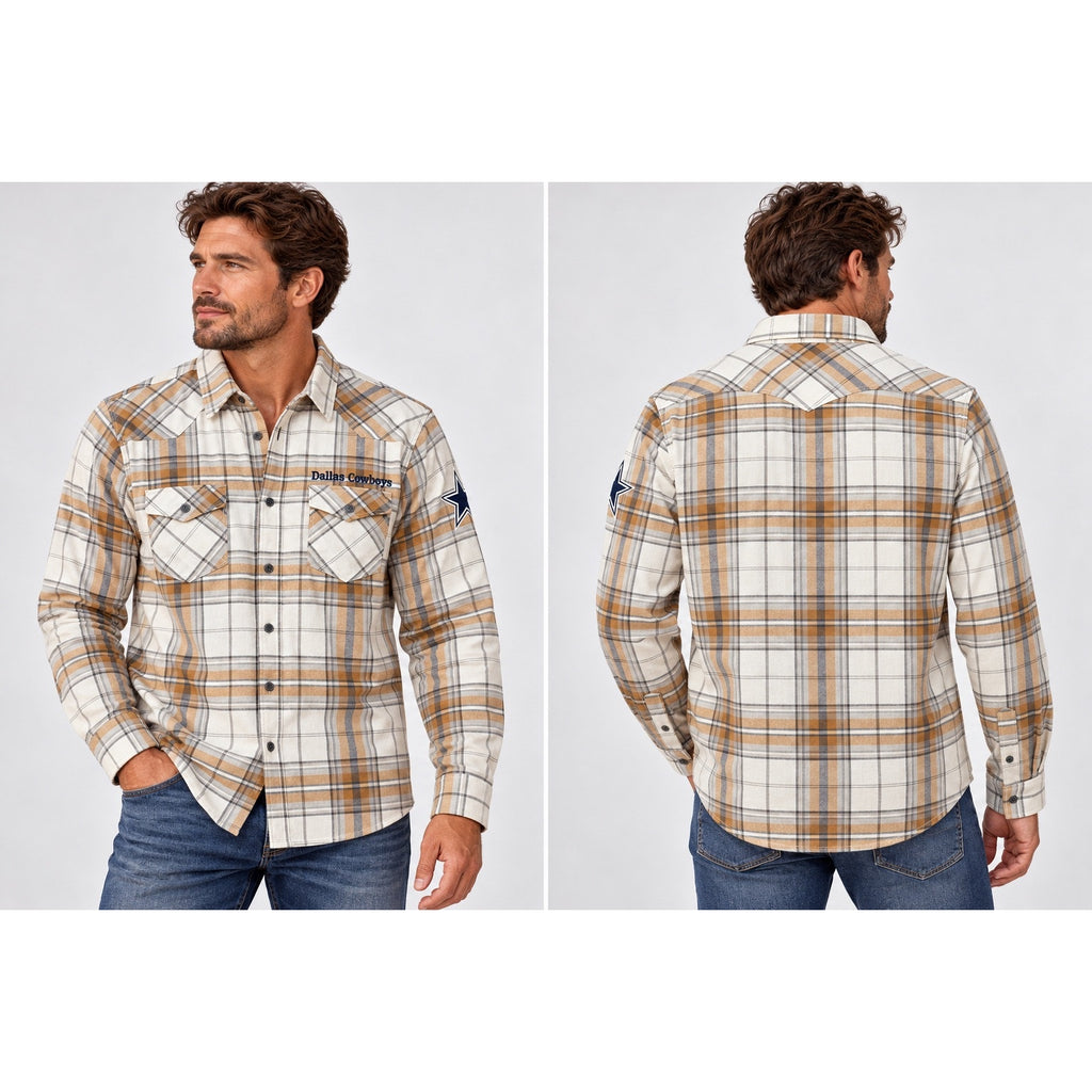 Fanatics NFL x Darius Rucker Dallas Cowboys Flannel Plaid Long Sleeve Button Down Shirt — Size Small