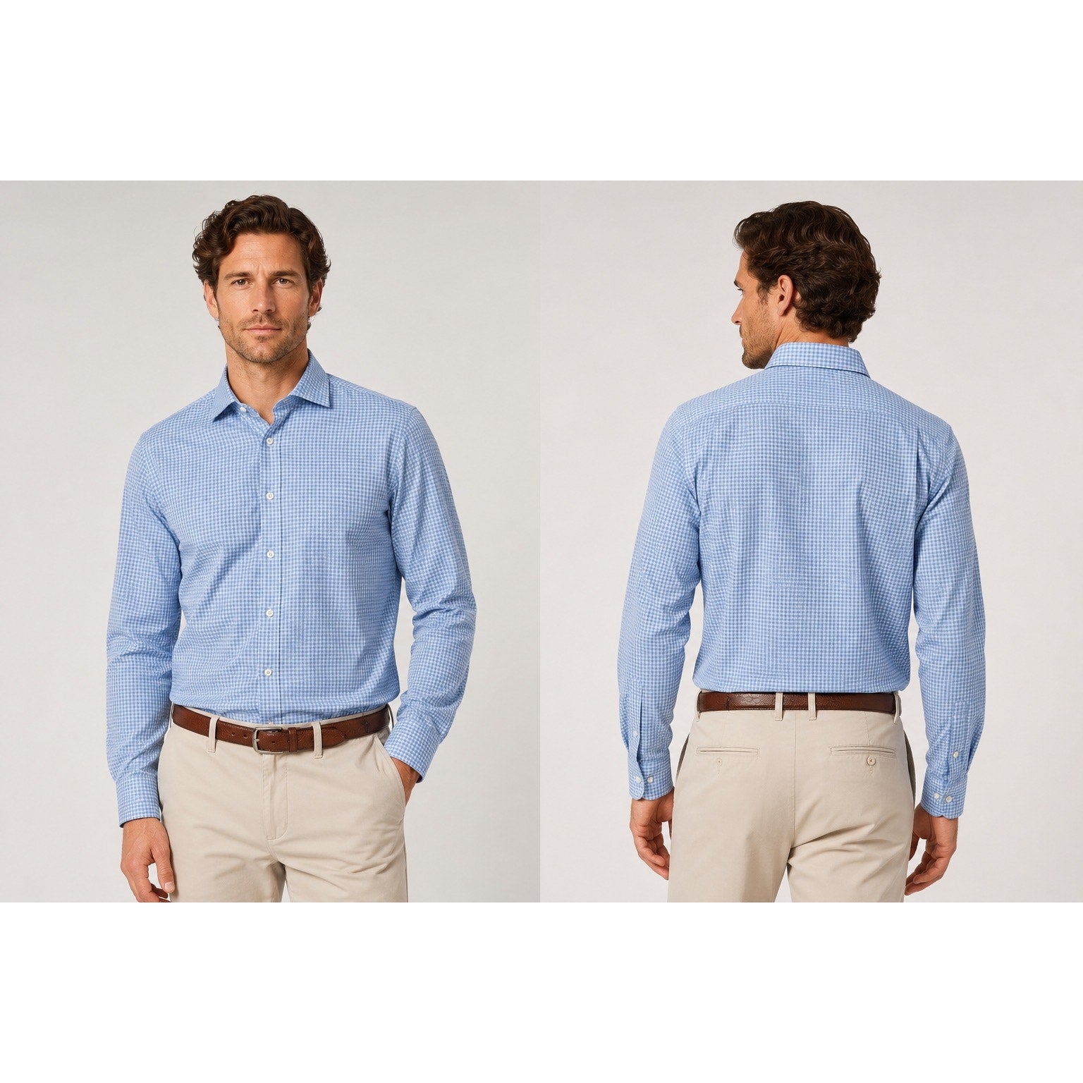 Holderness & Bourne The McColl Signature Fit Plaid Long Sleeve Shirt in Bedford Blue — Size Medium