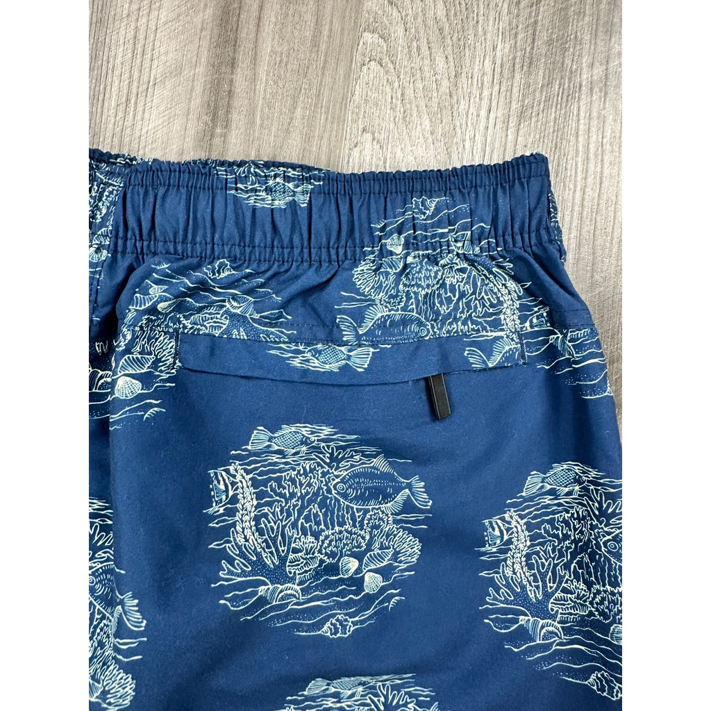 Muchachomalo Deep Sea Swim Trunks in Navy and Cream — Size XL // Preowned