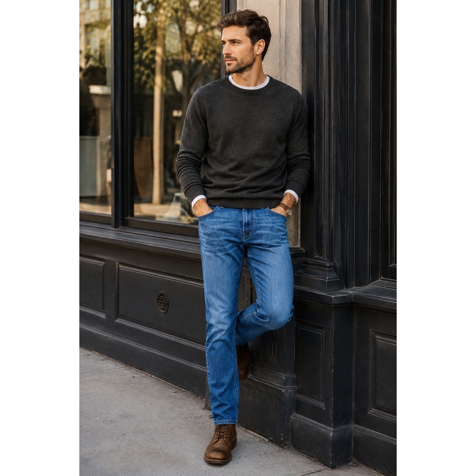 Paige Federal Slim Straight Jeans in Doncaster Blue — Size 33 // Preowned