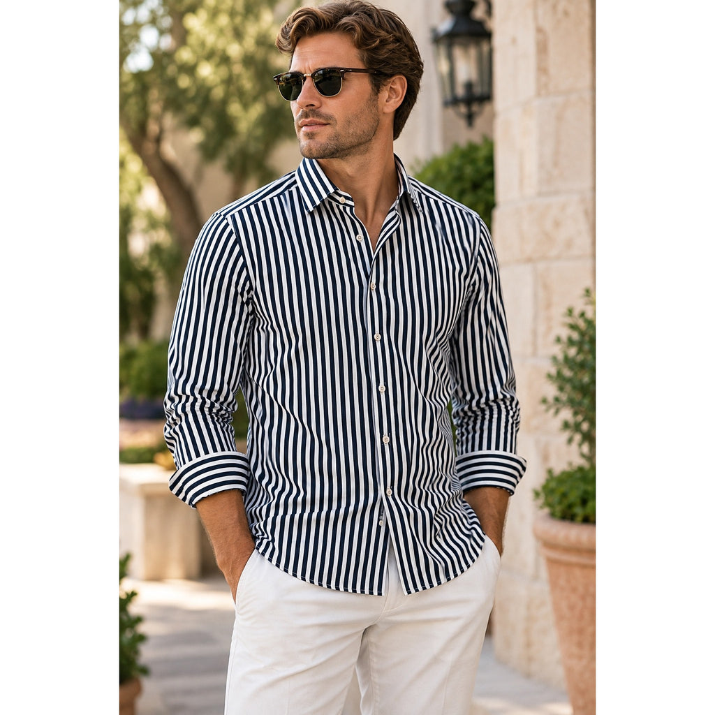 Robert Graham X Collection Tailored Fit Bengal Stripe Long Sleeve Shirt — Size Large // Preowned