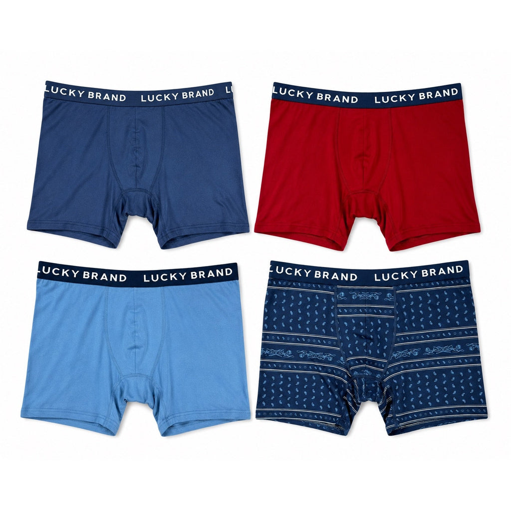 Lucky Brand Essential Soft Contour Pouch Boxer Briefs 4-Pack — Size Large