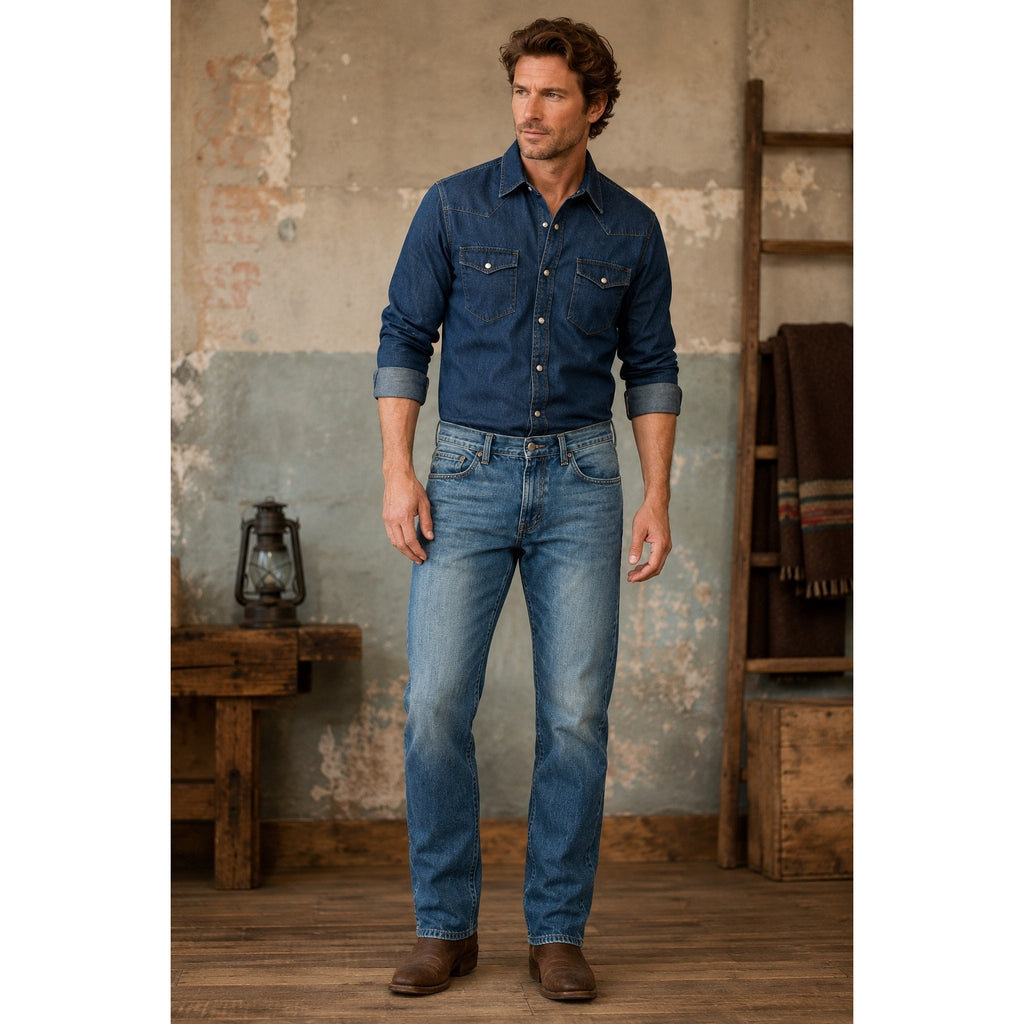 Wrangler Retro Slim Fit Straight Leg Jean in Medium Wash — 35x36
