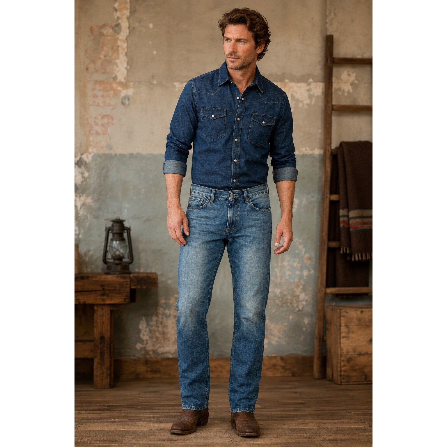 Wrangler Retro Slim Fit Straight Leg Jean in Medium Wash — 35x36