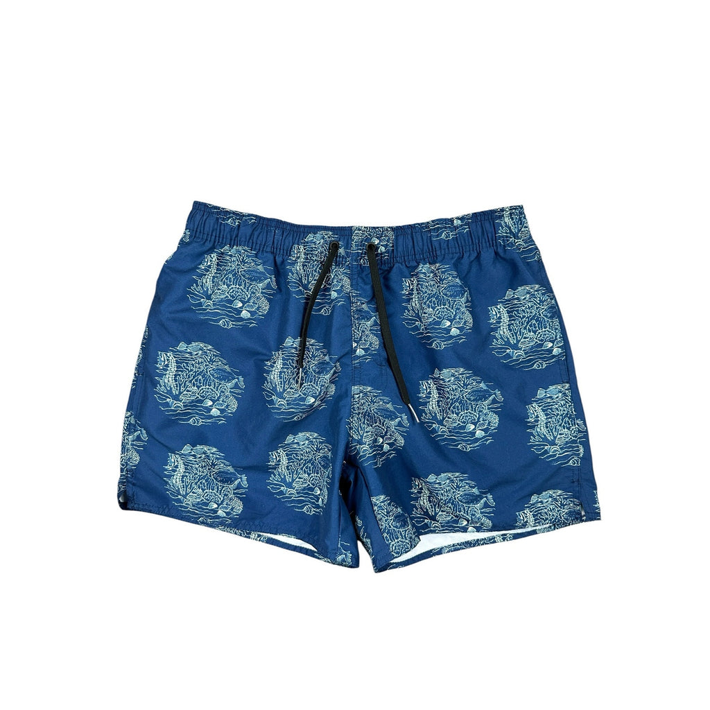 Muchachomalo Deep Sea Swim Trunks in Navy and Cream — Size XL // Preowned