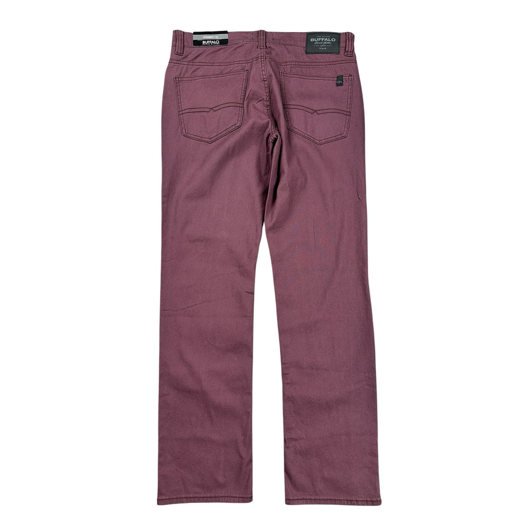 Buffalo David Bitton Six Straight Fit Burgundy Stretch Denim Jeans — 32x32