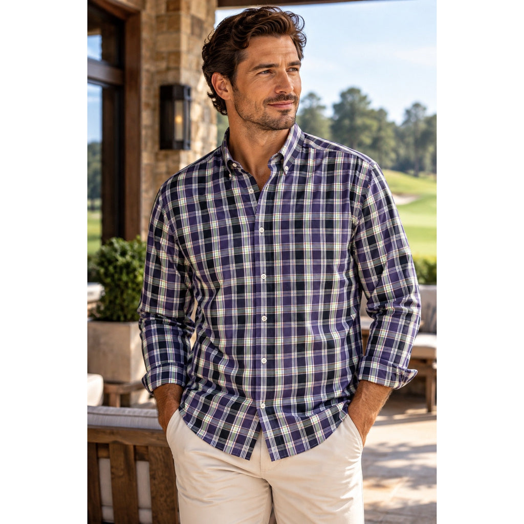 Peter Millar Crown Collection Plaid Long Sleeve Button Down Shirt — Size Large // Preowned