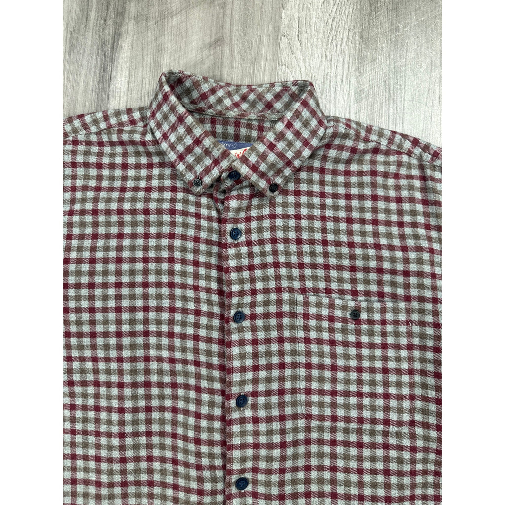 Johnnie-O Dickens Hangin' Out Flannel Checkered Long Sleeve Button Down in Malibu Red — Size Medium // Preowned