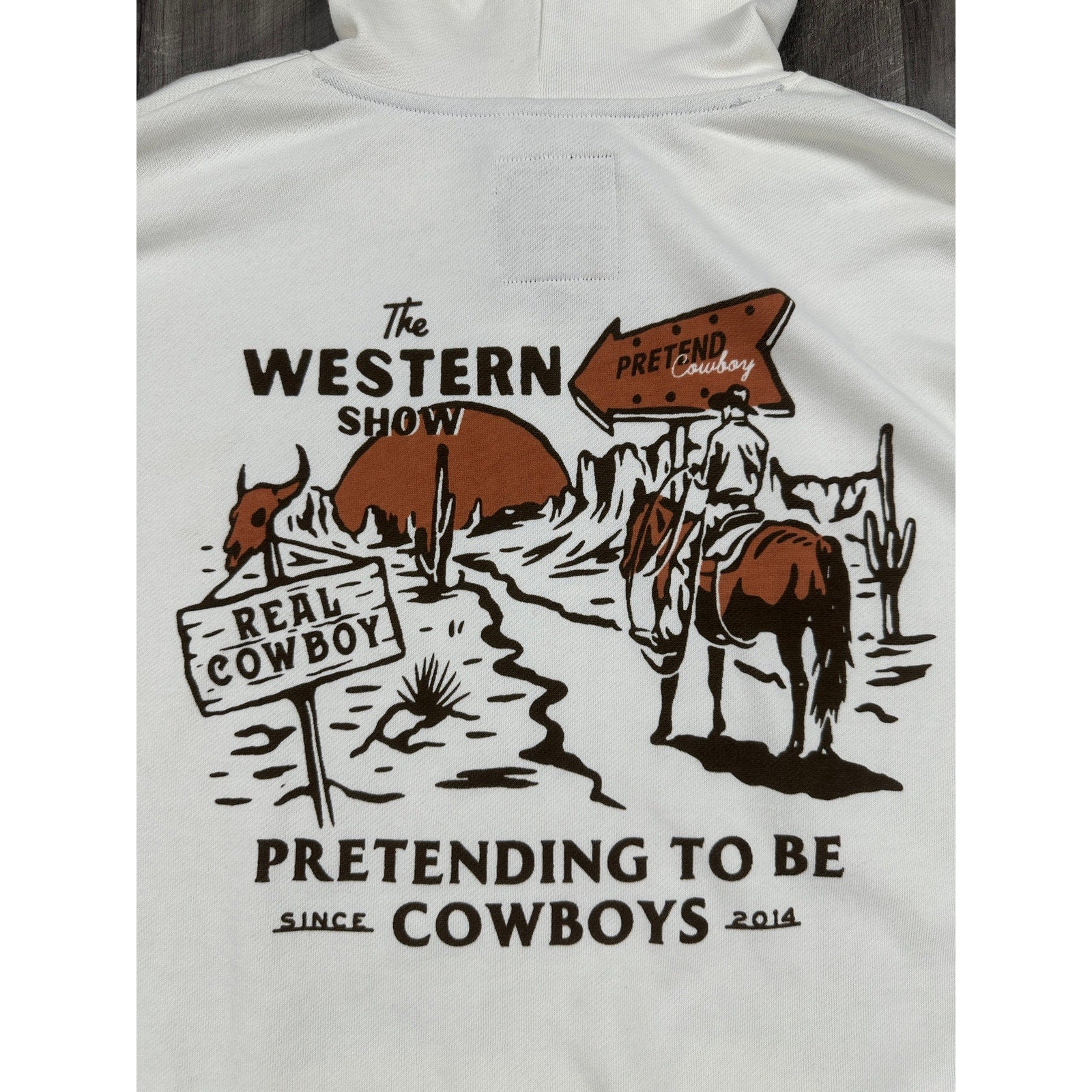 Sendero Provisions The Western Show Pretending to Be Cowboys Hoodie in Vintage White — Size Small // Preowned