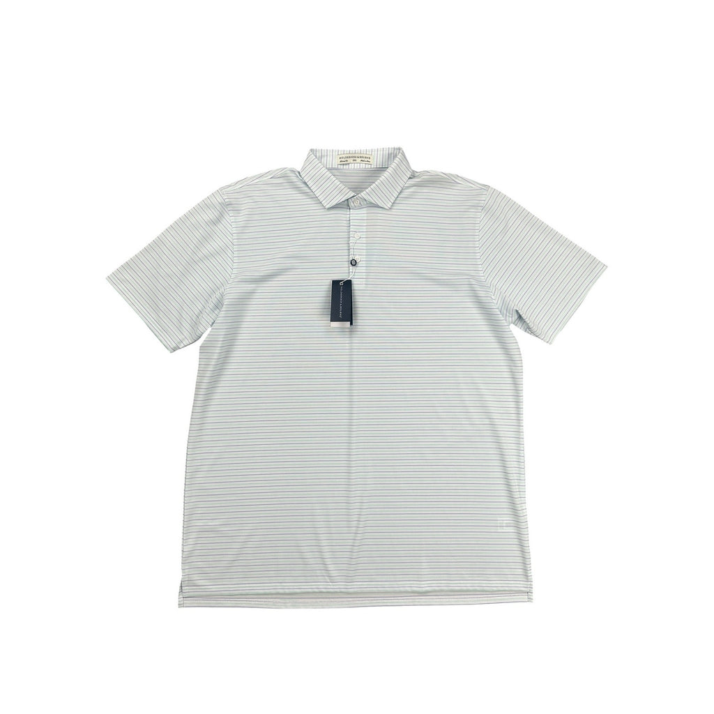 Holderness and Bourne The Gibson Shirt Tailored Fit Golf Polo in White Lavender Abaco — Size 2XL