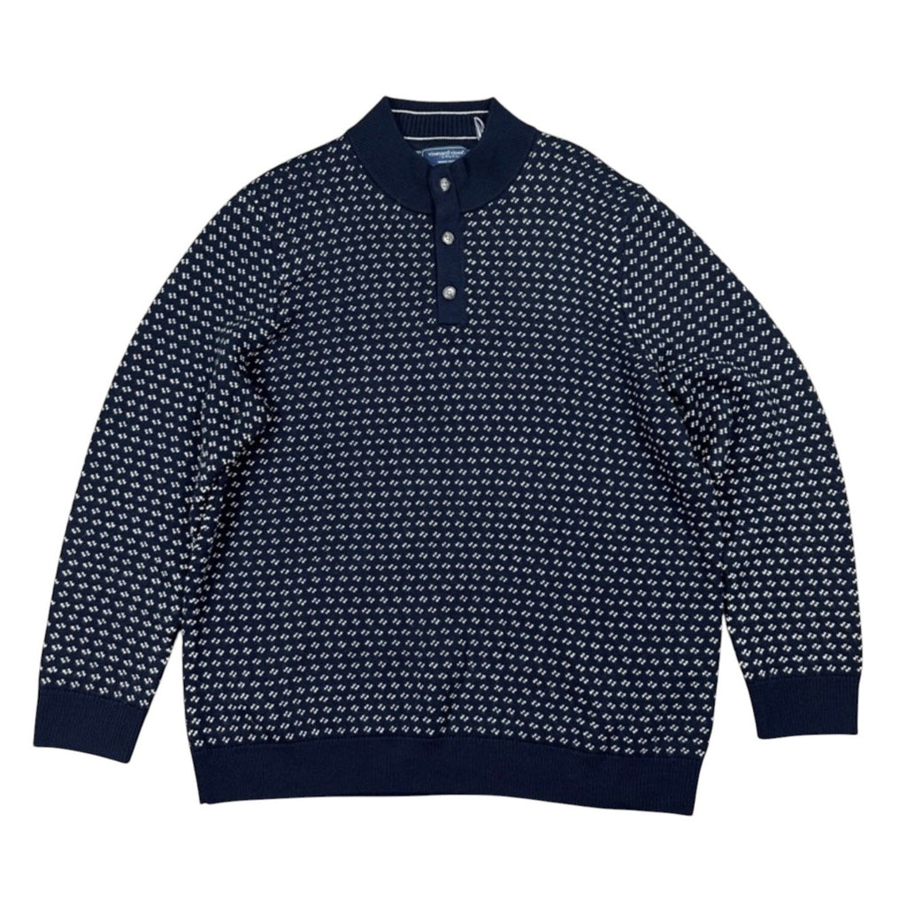 Vineyard Vines Oysterman Birdseye Merino Wool Mock Henley Sweater - 2XL