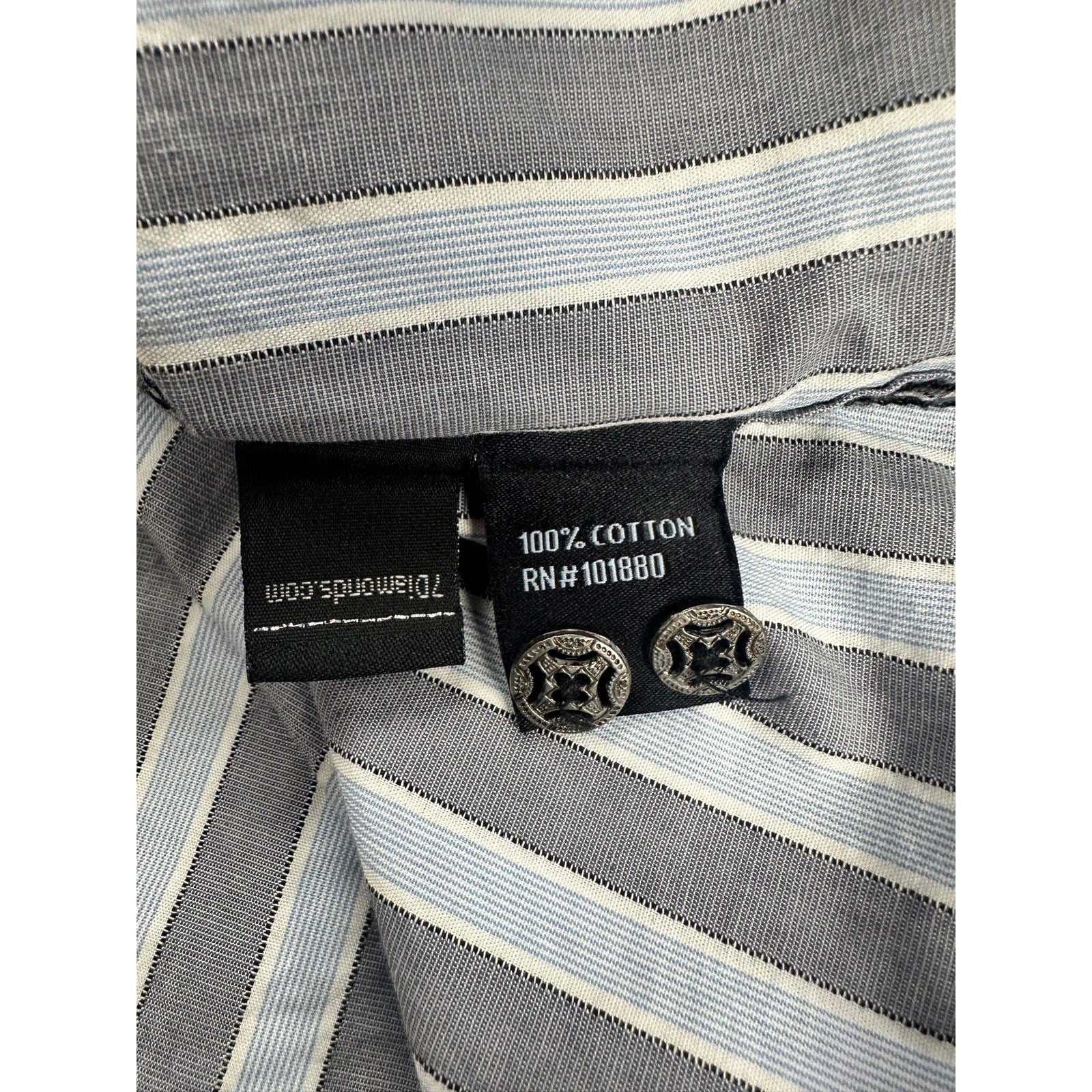 7 Diamonds Long Sleeve Stripe Button Down Shirt in Gray White Black — Size Large
