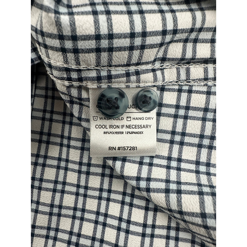 Mizzen+Main Monaco Trim Plaid Performance Long Sleeve Button Down in Navy Light Blue White — Size 2XL // Preowned