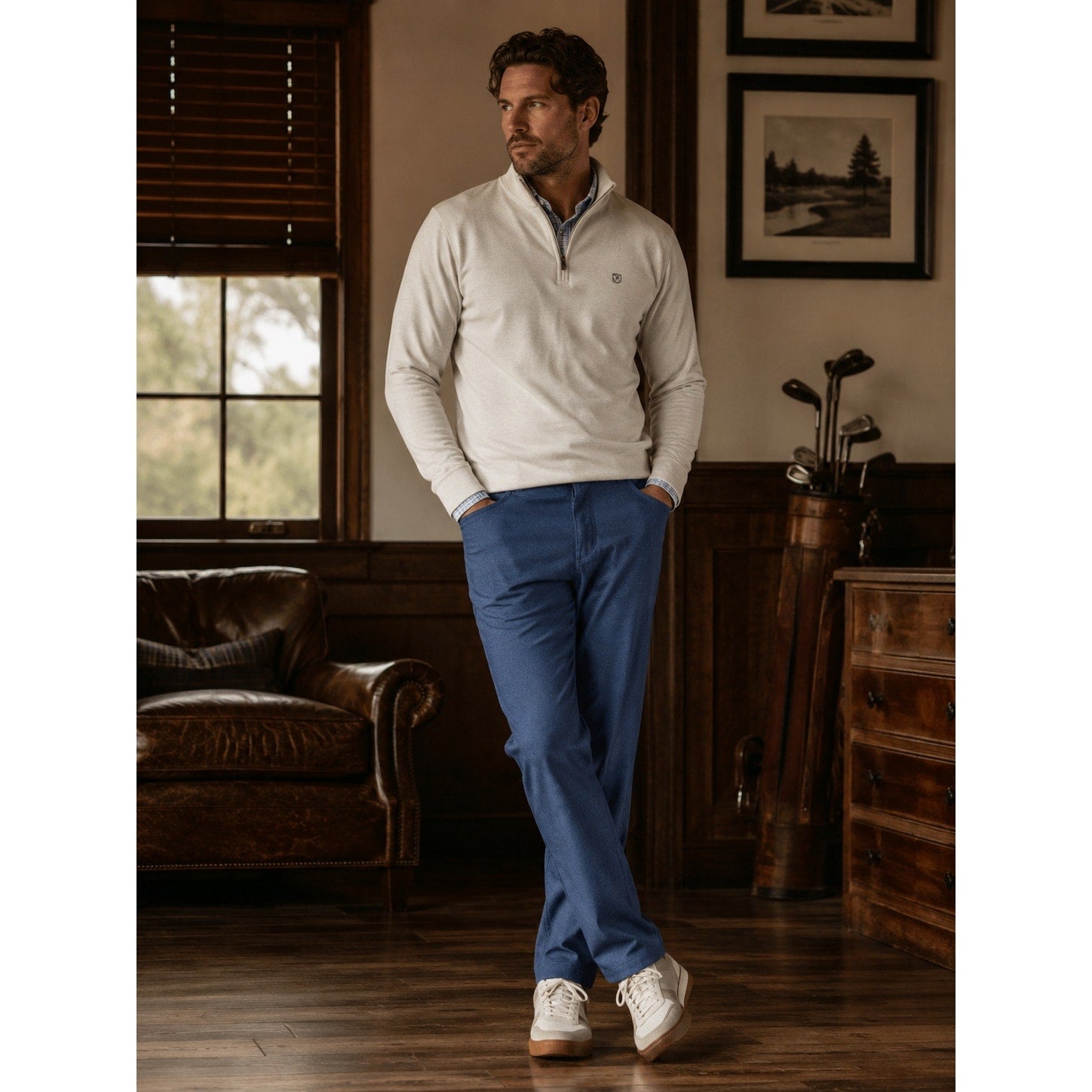 Peter Millar Brevard Performance Flannel Five-Pocket Pants in Navy — Size 35x32 // Preowned