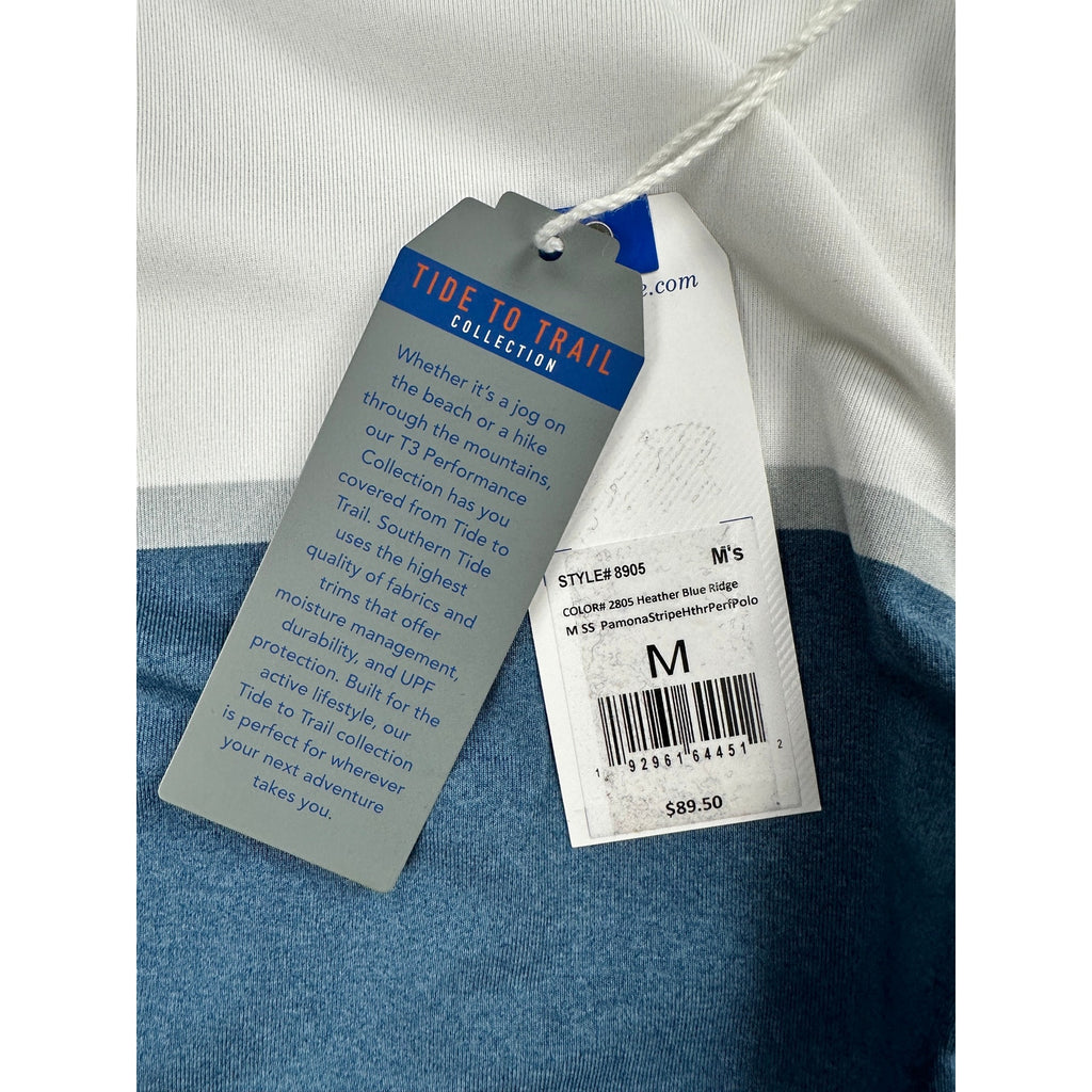 Southern Tide Tide to Trail Pamona Stripe Heather Performance Polo — Size Medium