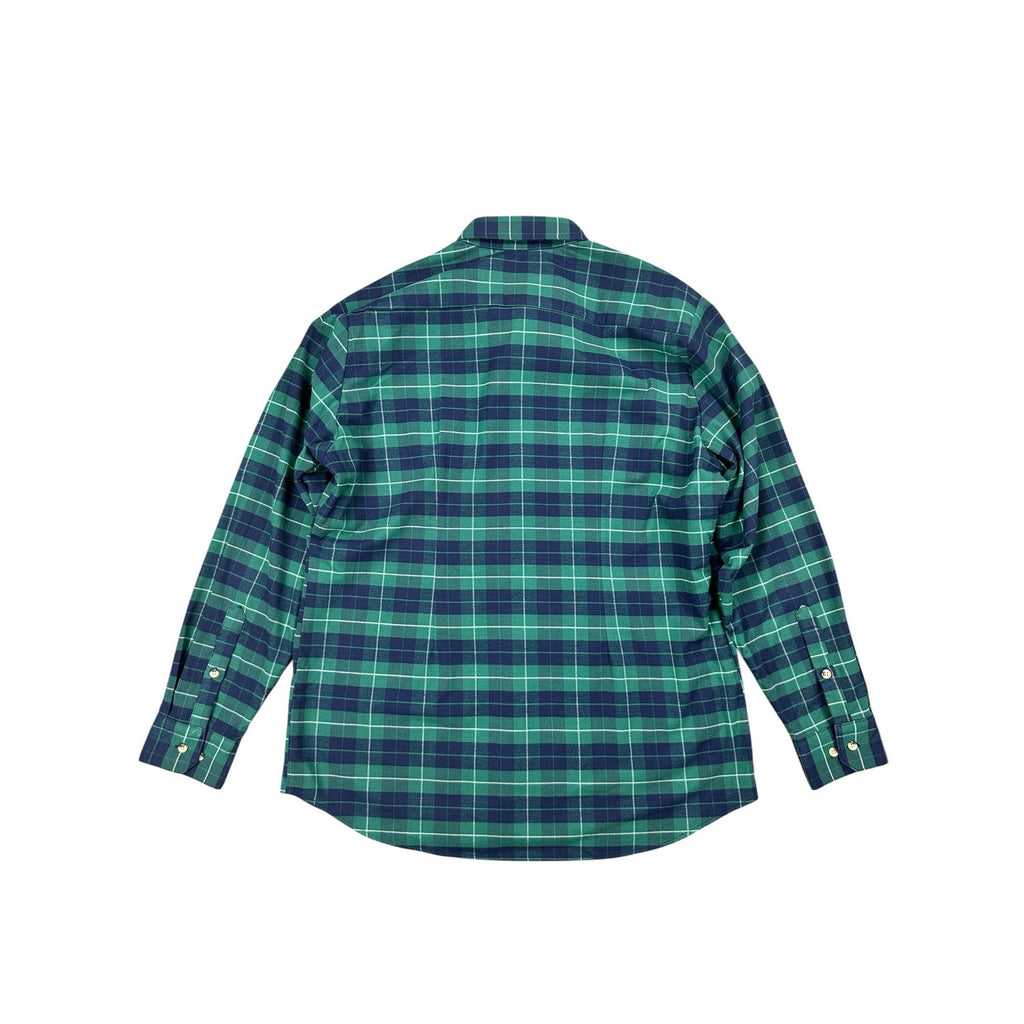 Mizzen+Main Flannel Plaid Trim Fit Long Sleeve Button Down in Green, Navy and White — Size 2XL // Preowned